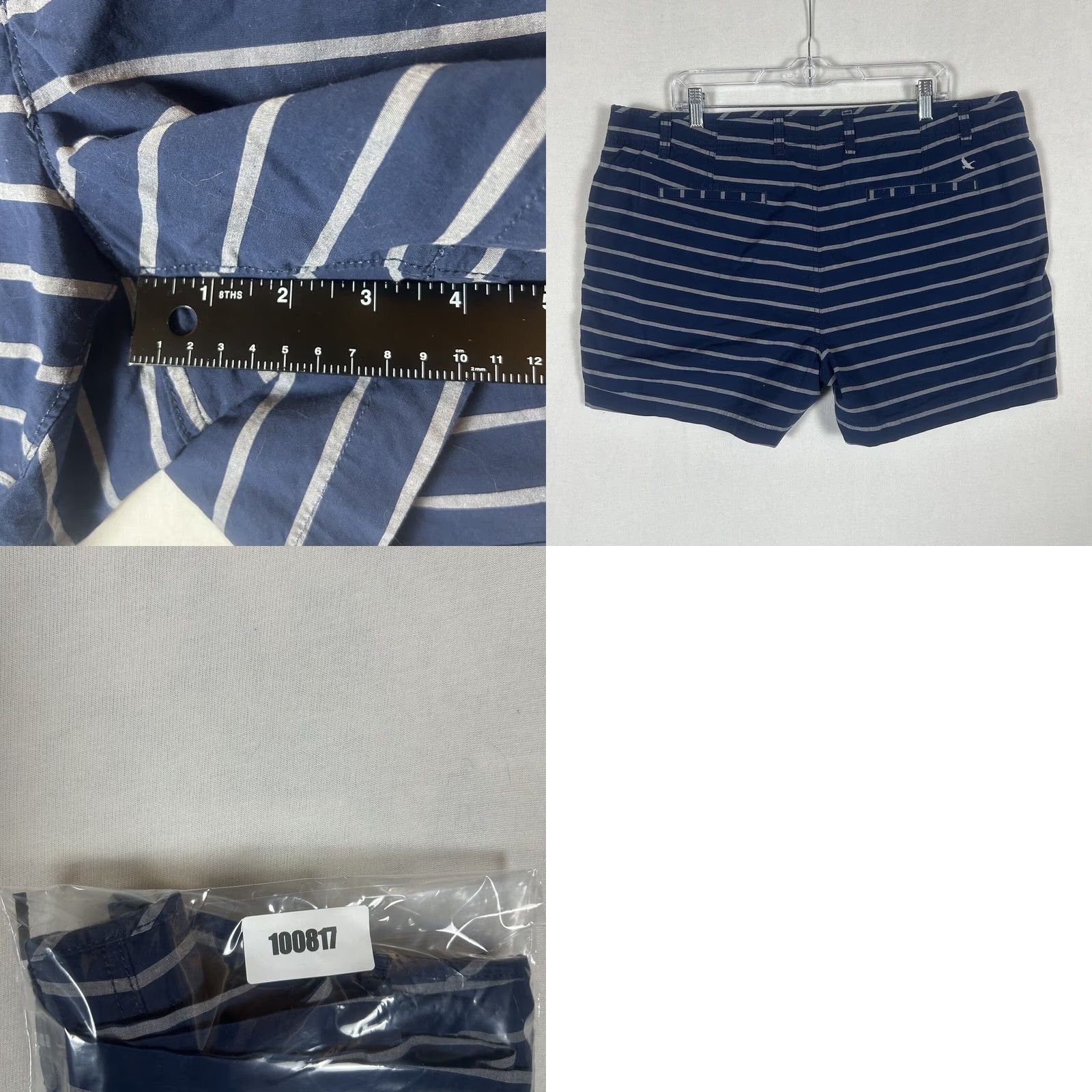 Eddie Bauer Eddie Bauer Womens Striped Shorts 20 Plus Blue Flat Front Chino Travel Stretch Size 42" / US 20 - 8 Thumbnail