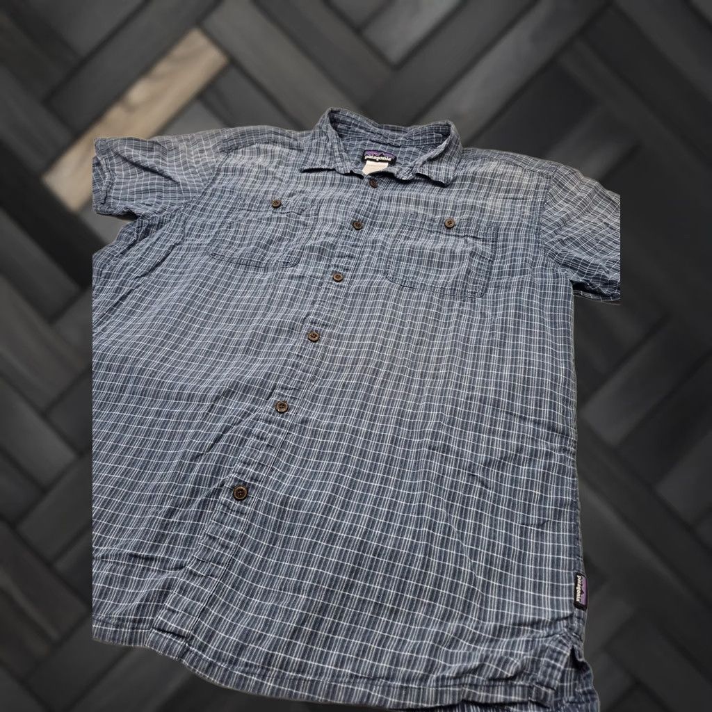Patagonia Patagonia Back Step Shirt Mens XL Blue Check Short Sleeve Hemp Cotton Button Up Size US XL / EU 56 / 4 - 1 Thumbnail