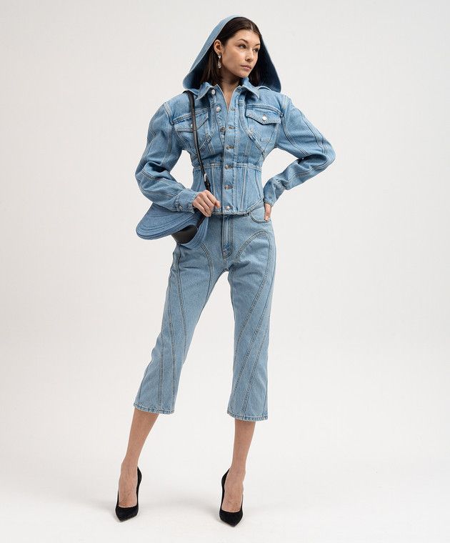 Mugler o1s22i1n1024 Corset Denim Jacket in Blue Size XS / US 0-2 / IT 36-38 - 2 Thumbnail