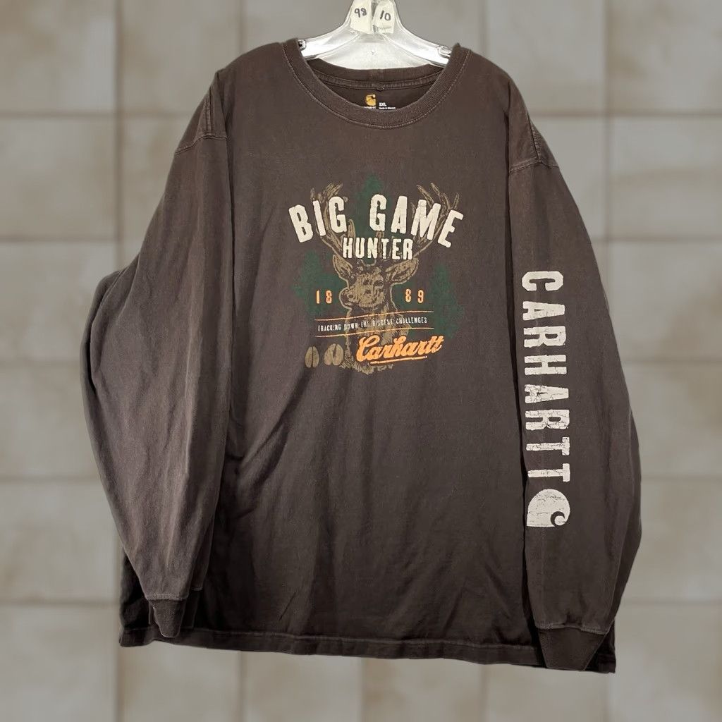 Carhartt VINTAGE Carhartt Mens Brown 2XL Long Sleeve T-Shirt Graphic Front Deer Logo Crew Neck Size US XXL / EU 58 / 5 - 1 Thumbnail