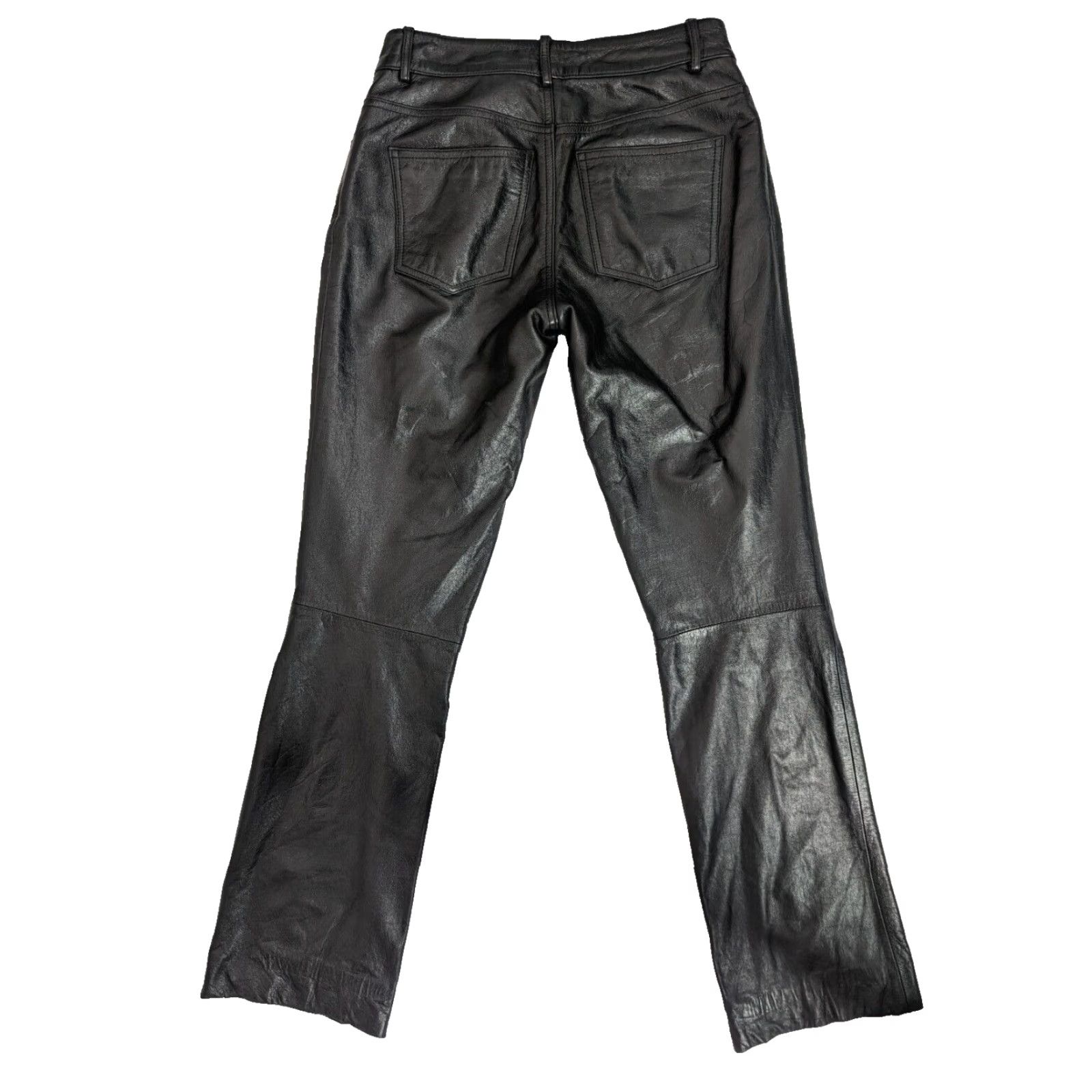 Vintage VINTAGE Wilsons Leather Black Straight Leg Pants 4 Mid Rise 28x31 Womens Dress Pants Mens Womens Size 27" / US 4 / IT 40 - 2 Thumbnail