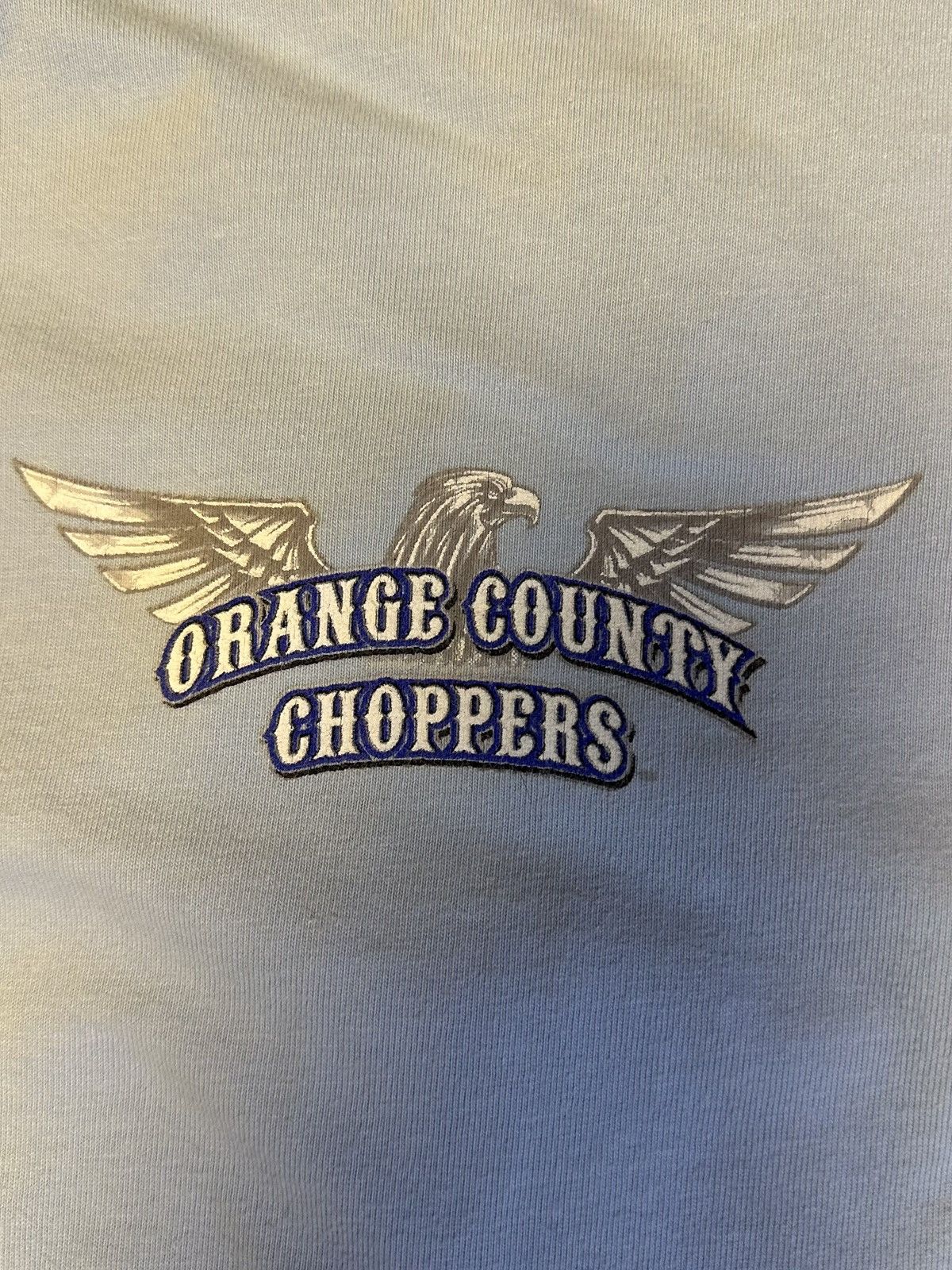West Coast Choppers Distressed 2005 West Coast Choppers Shirt Blue Fade Mens L Size US XL / EU 56 / 4 - 3 Thumbnail