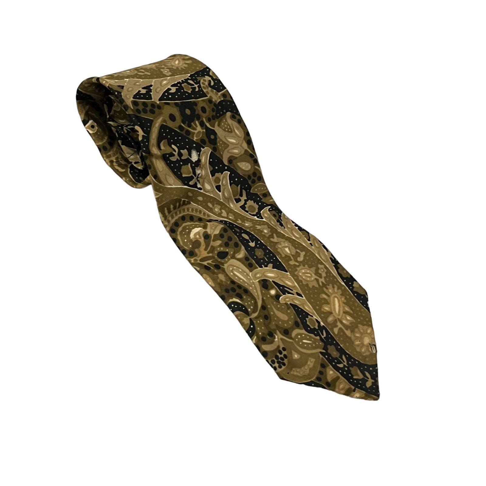 Vintage Eros Brown silk tie flowers paisley and geometric designs Size ONE SIZE - 1 Thumbnail