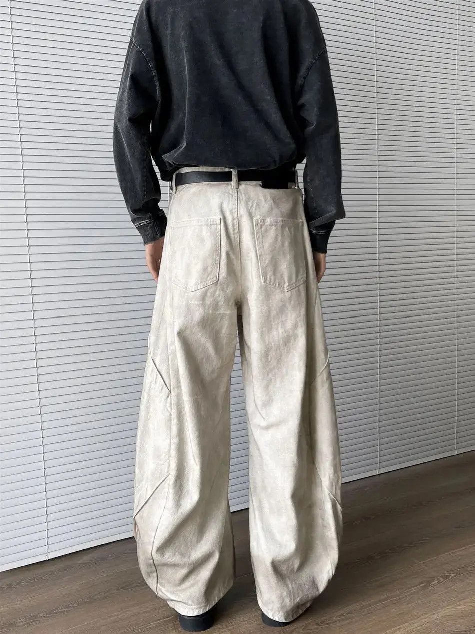 Japanese Brand Retro loose dirty white wide leg jeans Size US 32 / EU 48 - 5 Thumbnail
