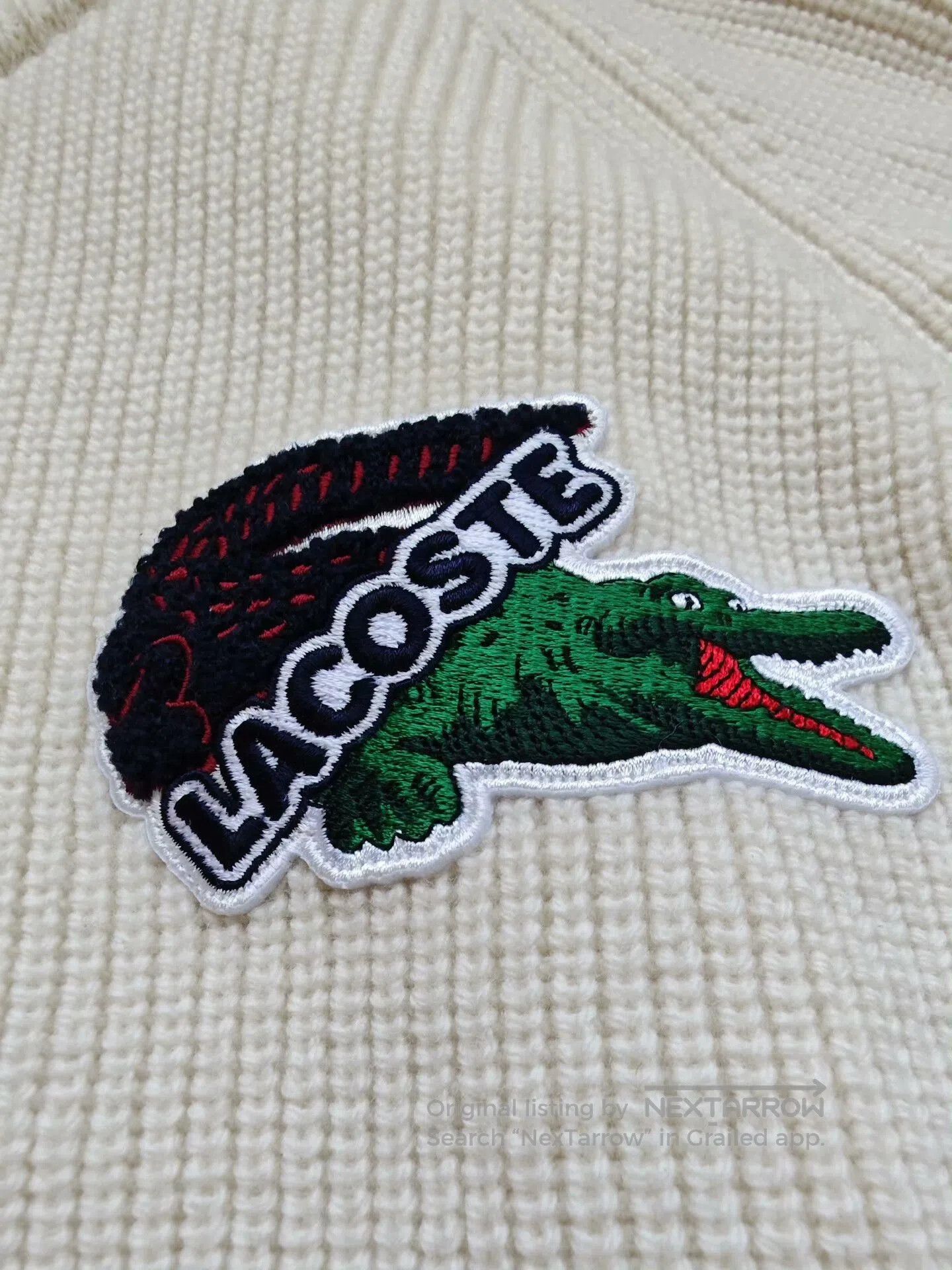 Lacoste lacoste ivory ribbed sweater with embroidery. Size US XL / EU 56 / 4 - 2 Thumbnail