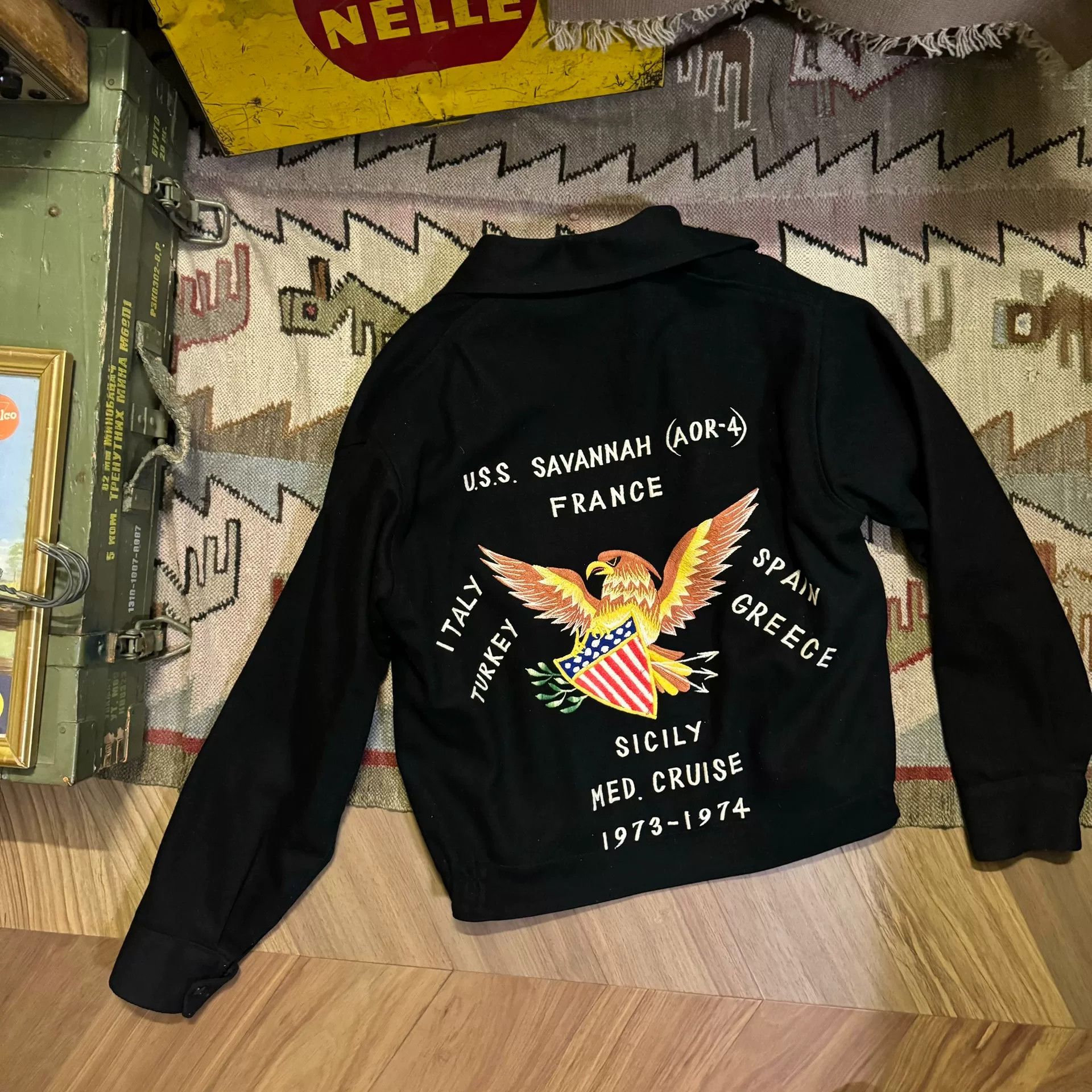 Vintage Vintage 70s Sukajan Black Jacket Size US M / EU 48-50 / 2 - 1 Thumbnail