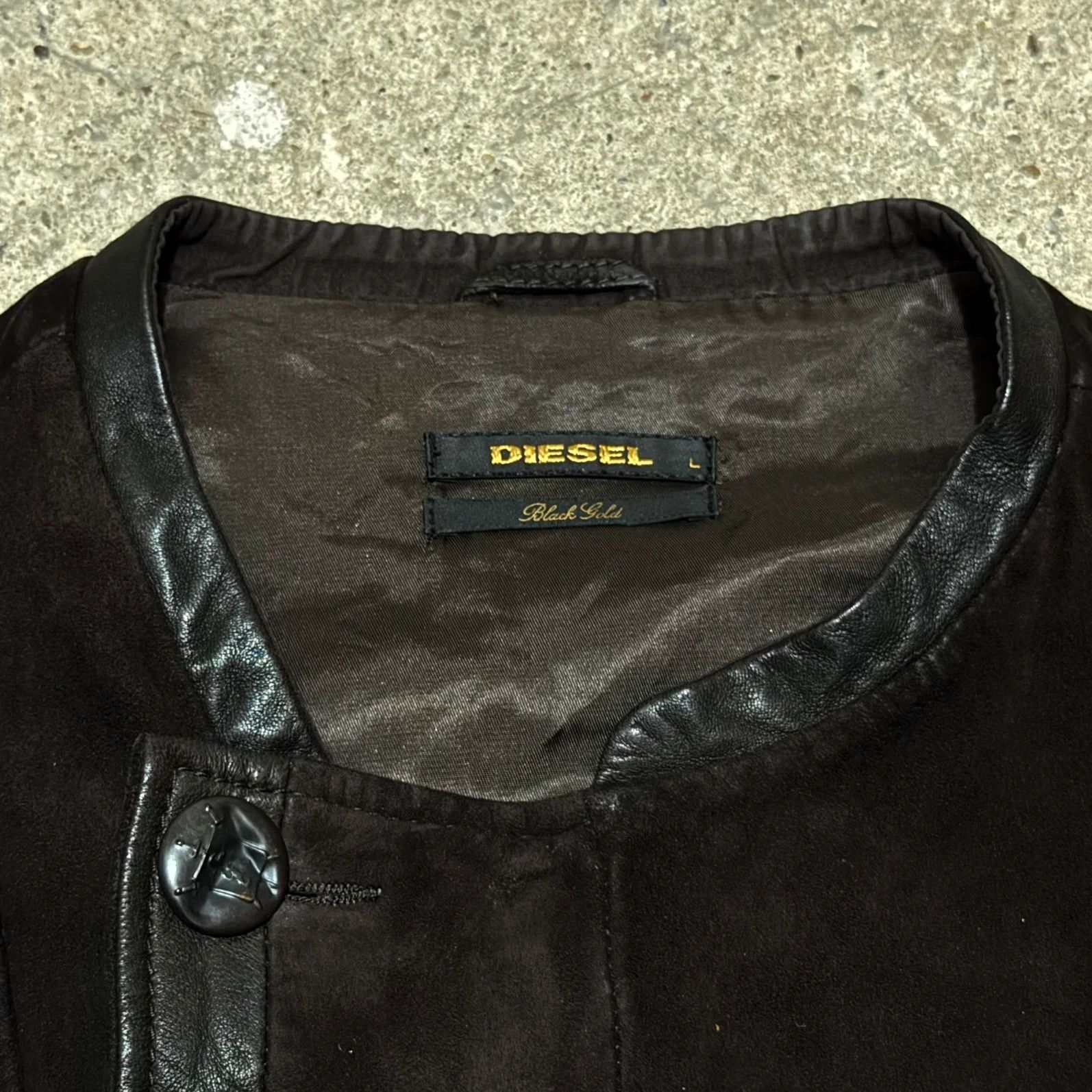 Diesel Black Gold Diesel asymmetrical buttons & zip goat leather jacket Size L / US 10 / IT 46 - 6 Thumbnail