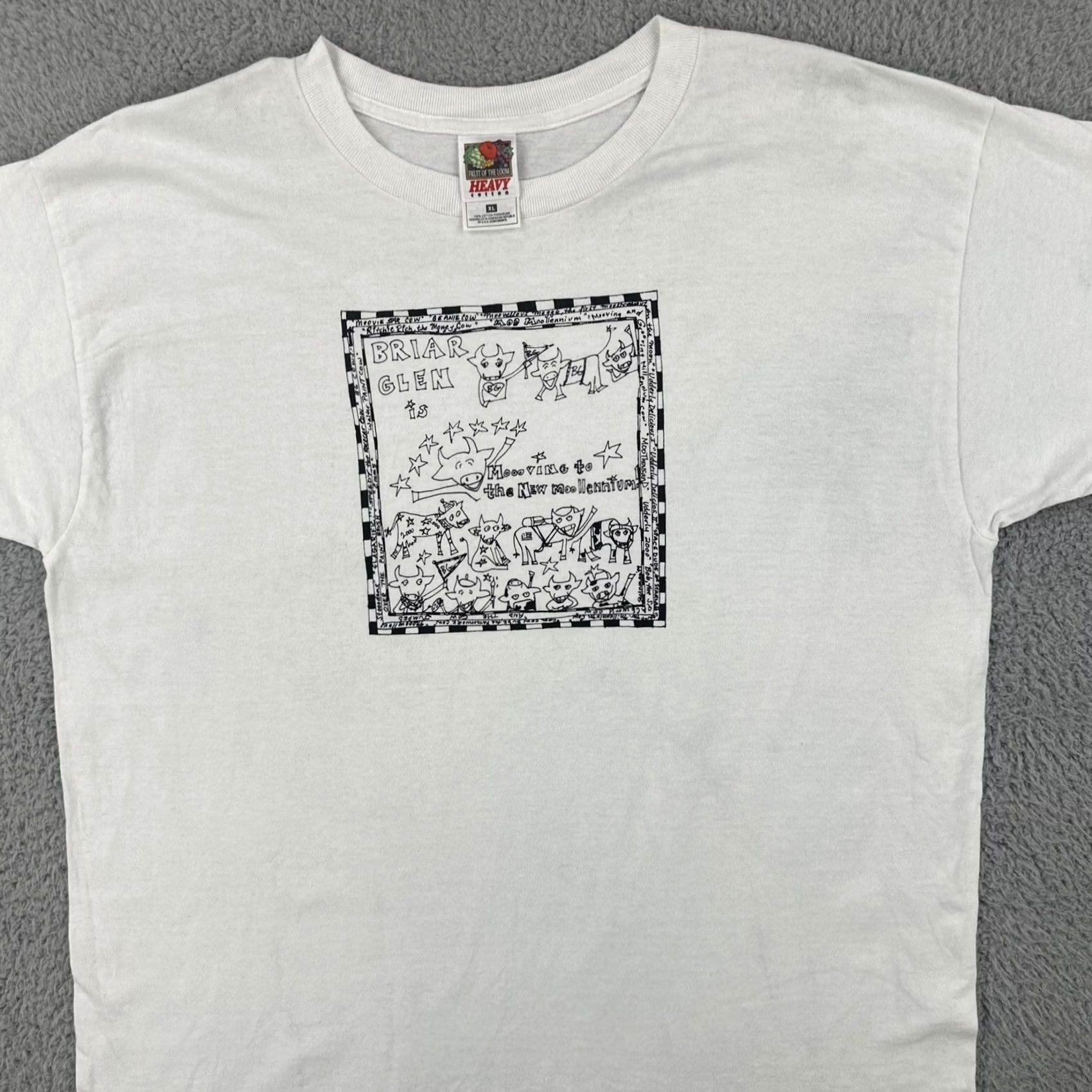 Vintage Fruit Of The Loom Shirt Mens 1XL White Briar Glen Elementary Y2K Moo T 90s, Men's — image 6 of 6