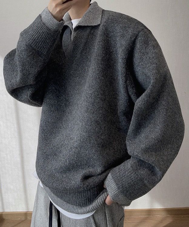 Japanese Brand × Vintage Cleanfit retro double layer effect polo sweater knitwear Size US M / EU 48-50 / 2 - 5 Thumbnail