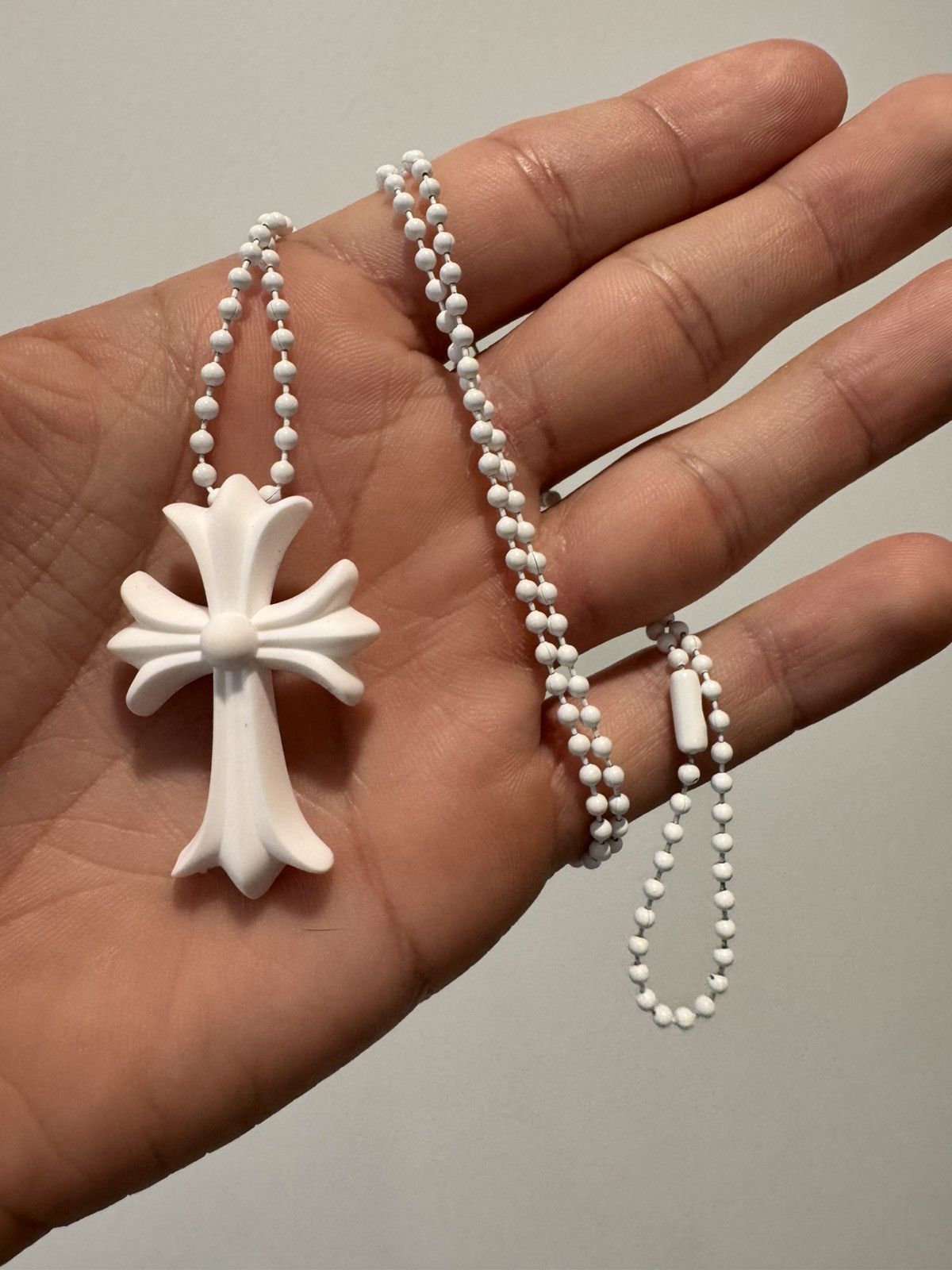 Chrome Hearts Rubber Small CH Cross Silicon Necklace White