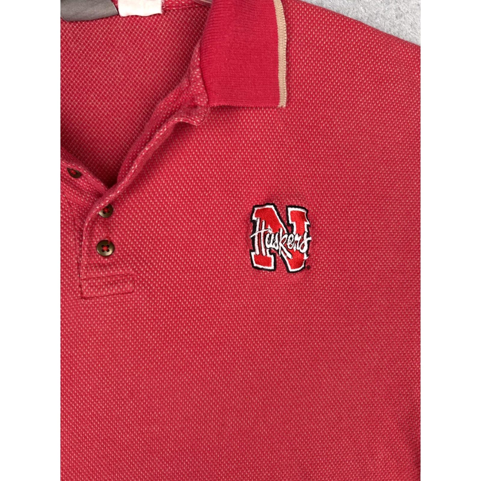 Vintage Terry Apparel Polo Shirt Mens XL Red Nebraska Huskers Embroidered Logo Size US XL / EU 56 / 4 - 6 Thumbnail