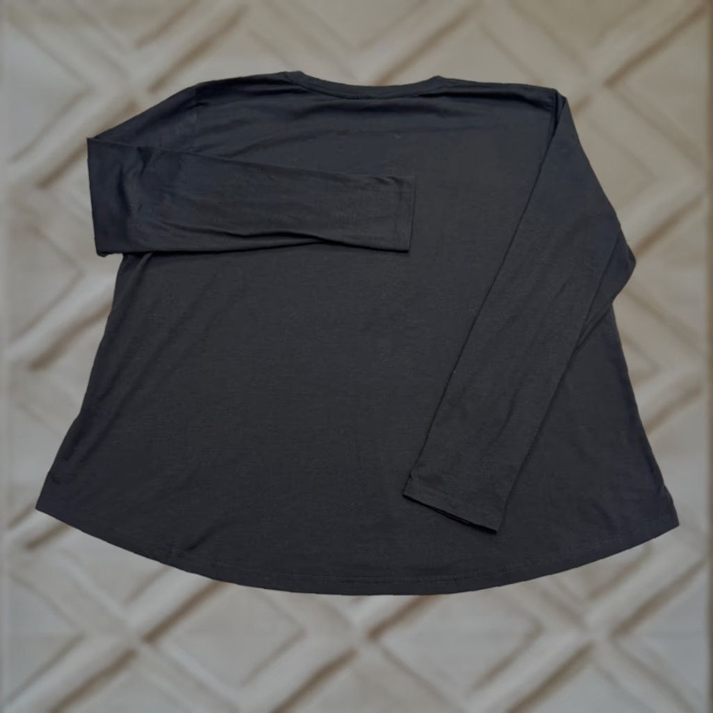 Essentials Unbranded Cotton Blend Long Sleeve T-Shirt Womens 2XL Black Crew Neck Essential Tee Top Casual Basic Size XXL / US 16-18 / IT 52-54 - 1 Thumbnail