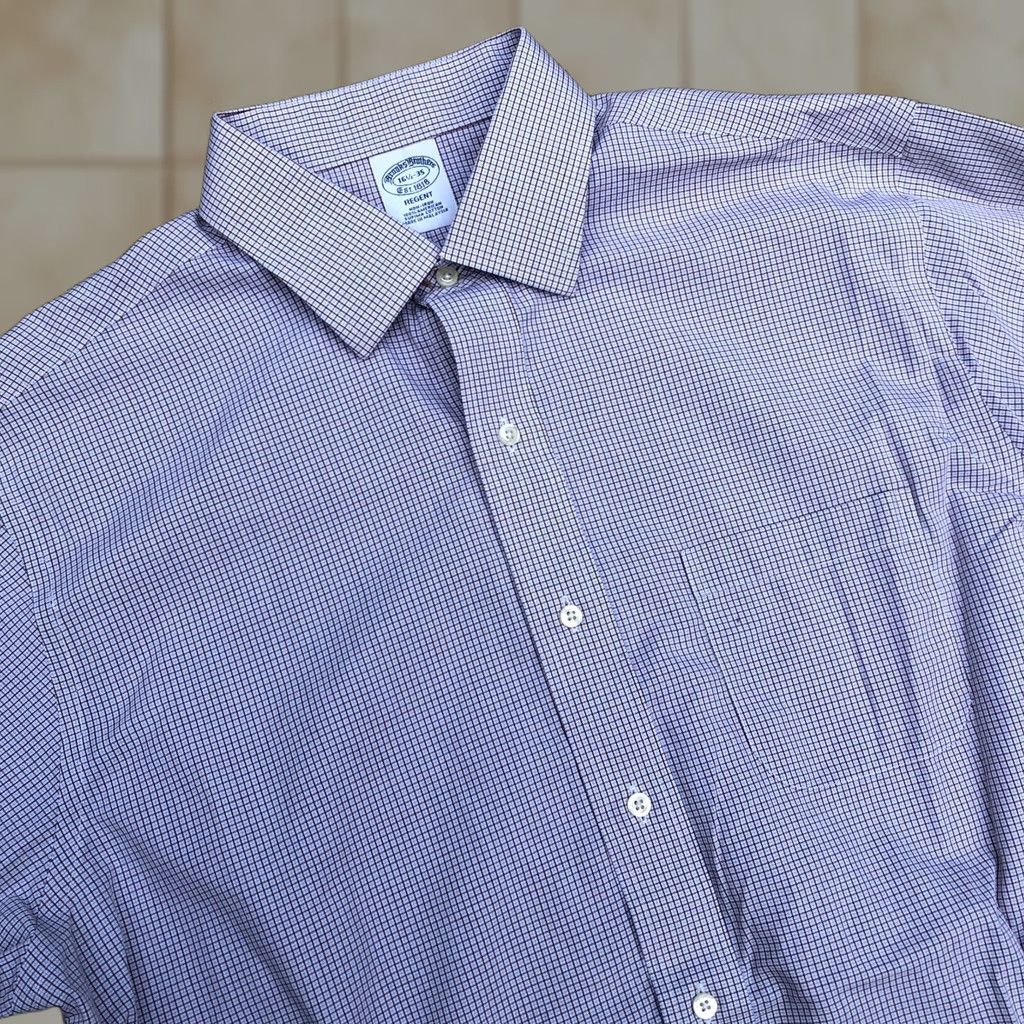 Brooks Brothers BROOKS BROTHERS Button Down Dress Shirt Men's 16.5-35 Purple Supima Cotton Shirt Size 46R - 1 Thumbnail