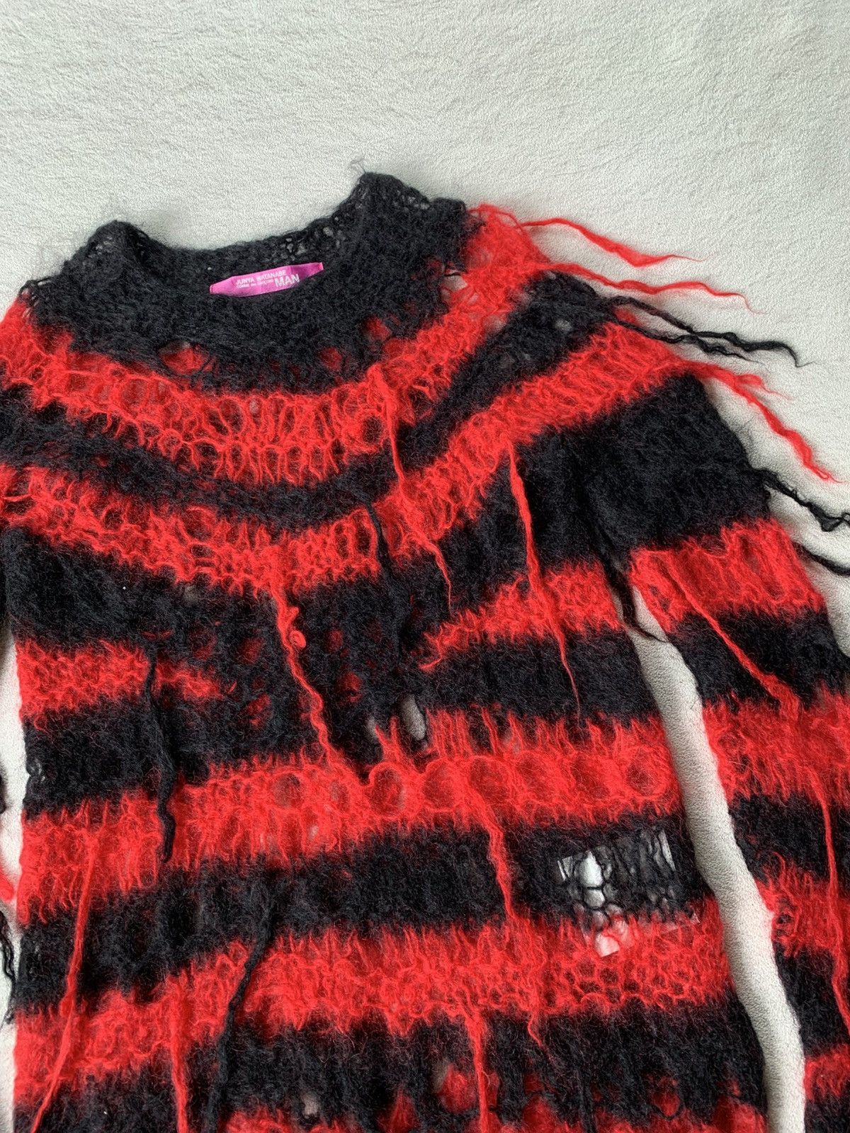 Junya Watanabe AW05 Junya Watanabe Mohair Loose Gauge Stripe Fringe Knit Size US M / EU 48-50 / 2 - 3 Thumbnail