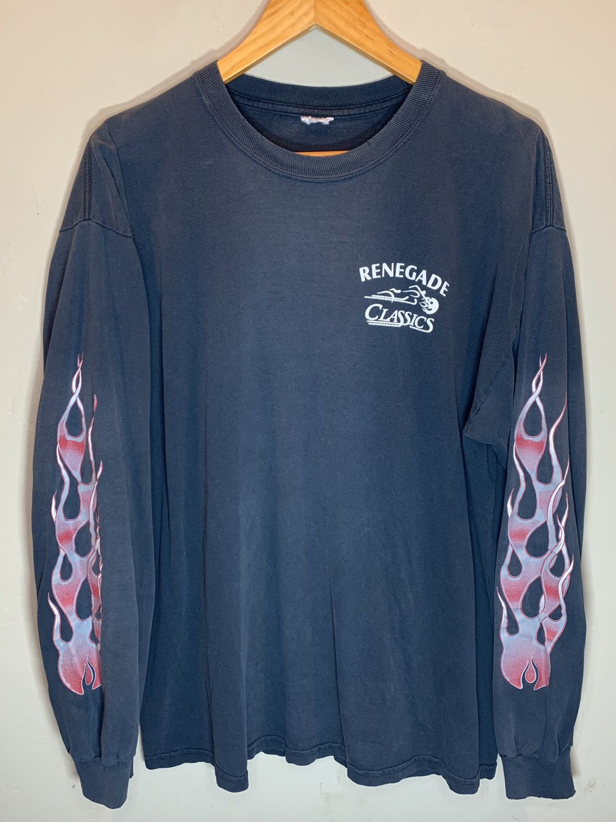 Vintage RARE Vintage 90’s Skull Biker Flame Sleeve Renegade Classics Size US L / EU 52-54 / 3 - 2 Thumbnail