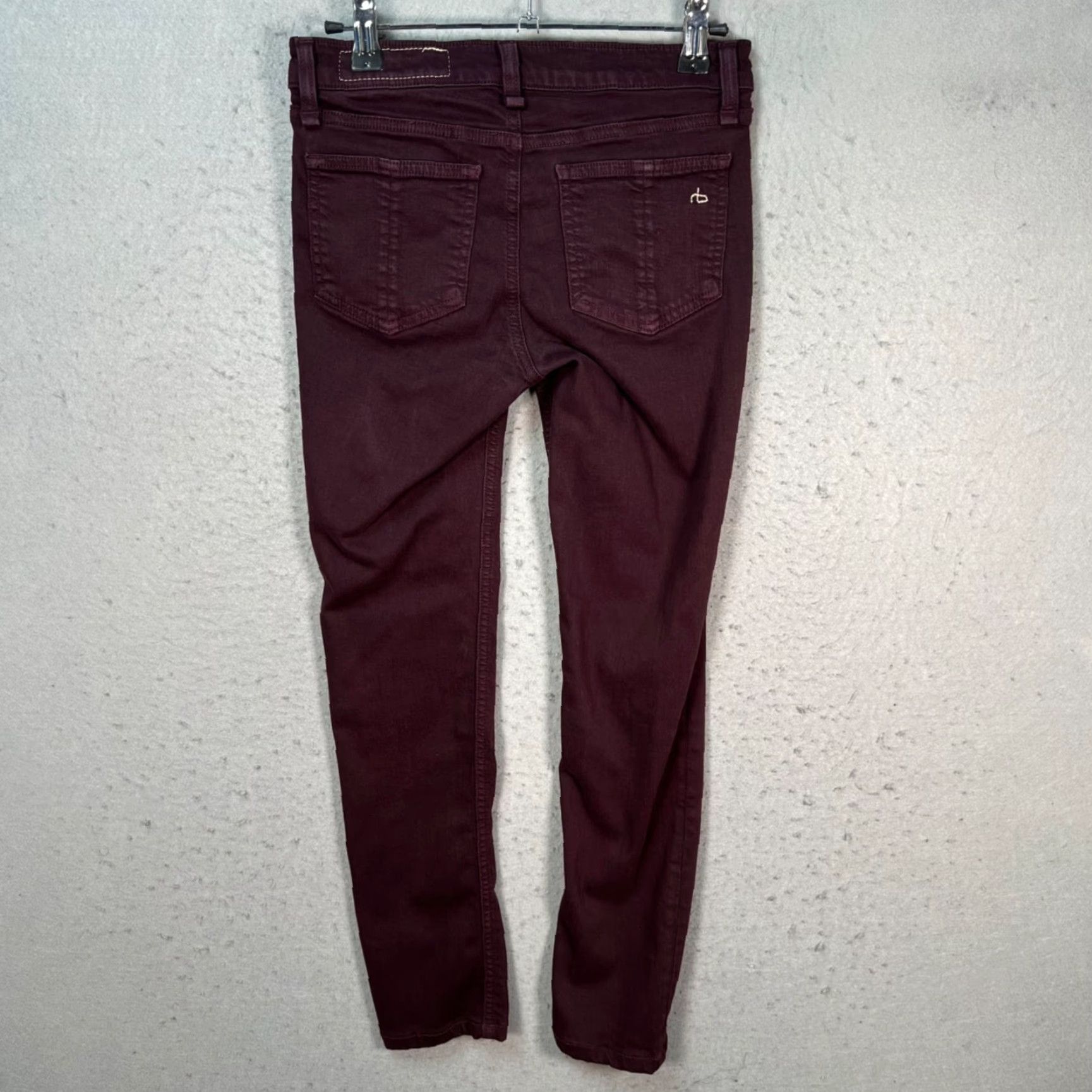 Rag & Bone rag & bone Womens Skinny Jeans 24 Burgundy Cotton Blend Denim Size 42" / US 20 - 2 Thumbnail
