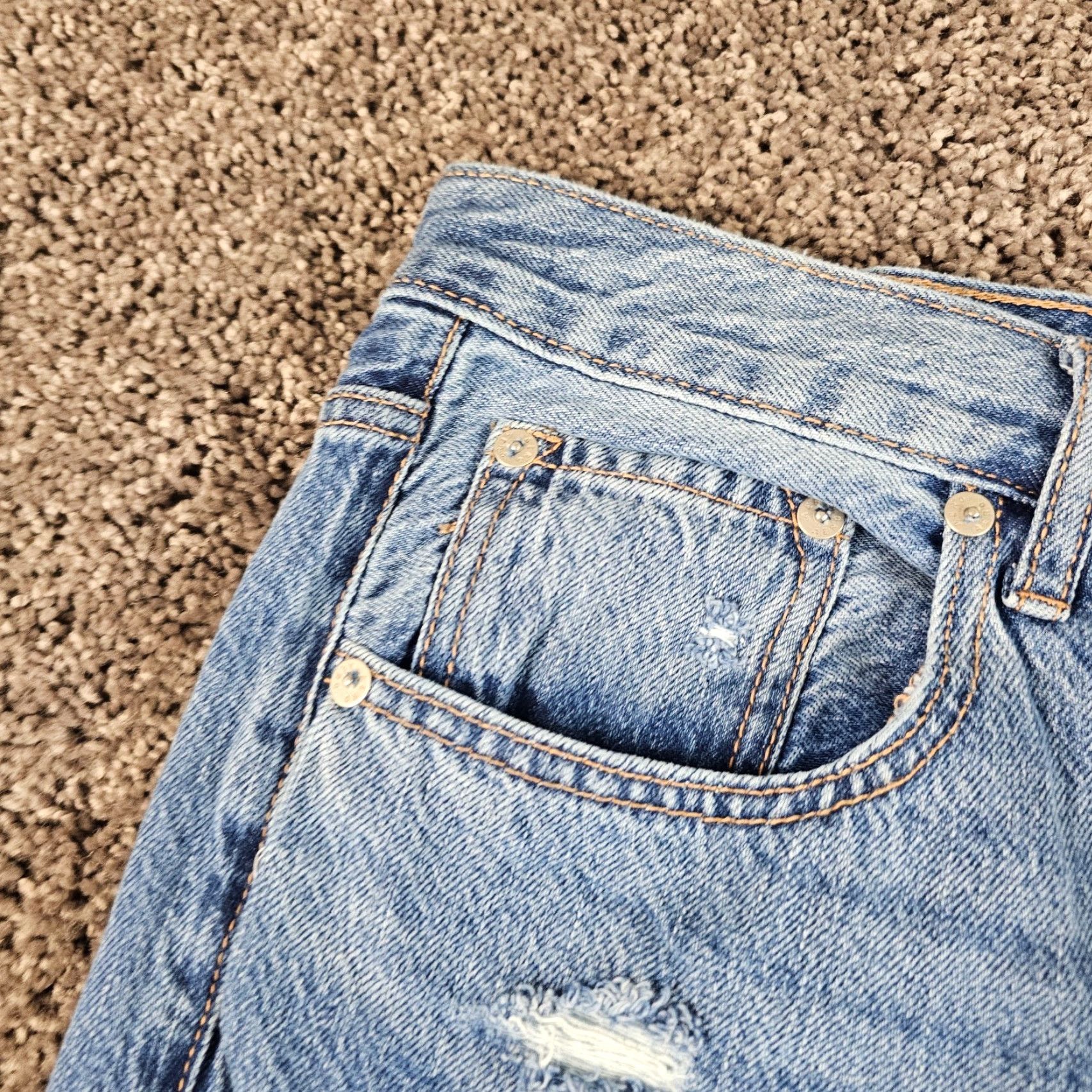 Vintage Aéropostale Jeans Womens 14 Straight Distressed Medium Wash Blue 90s 33x31 Size 33" - 3 Thumbnail