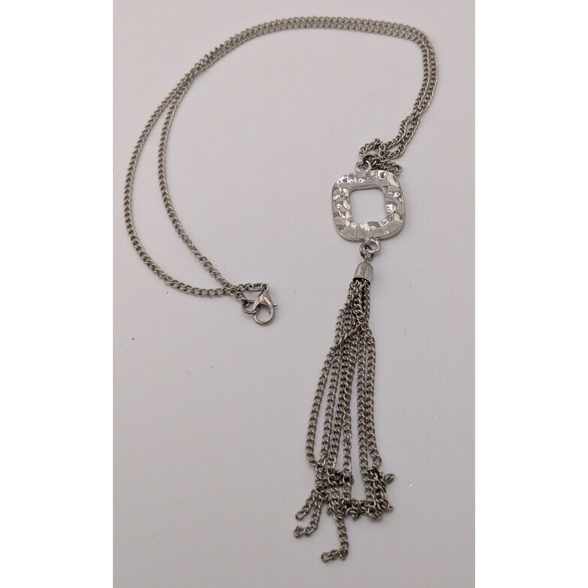 Other Brutalist Hammered Pendant Necklace With Tassel Accent Size ONE SIZE - 6 Thumbnail