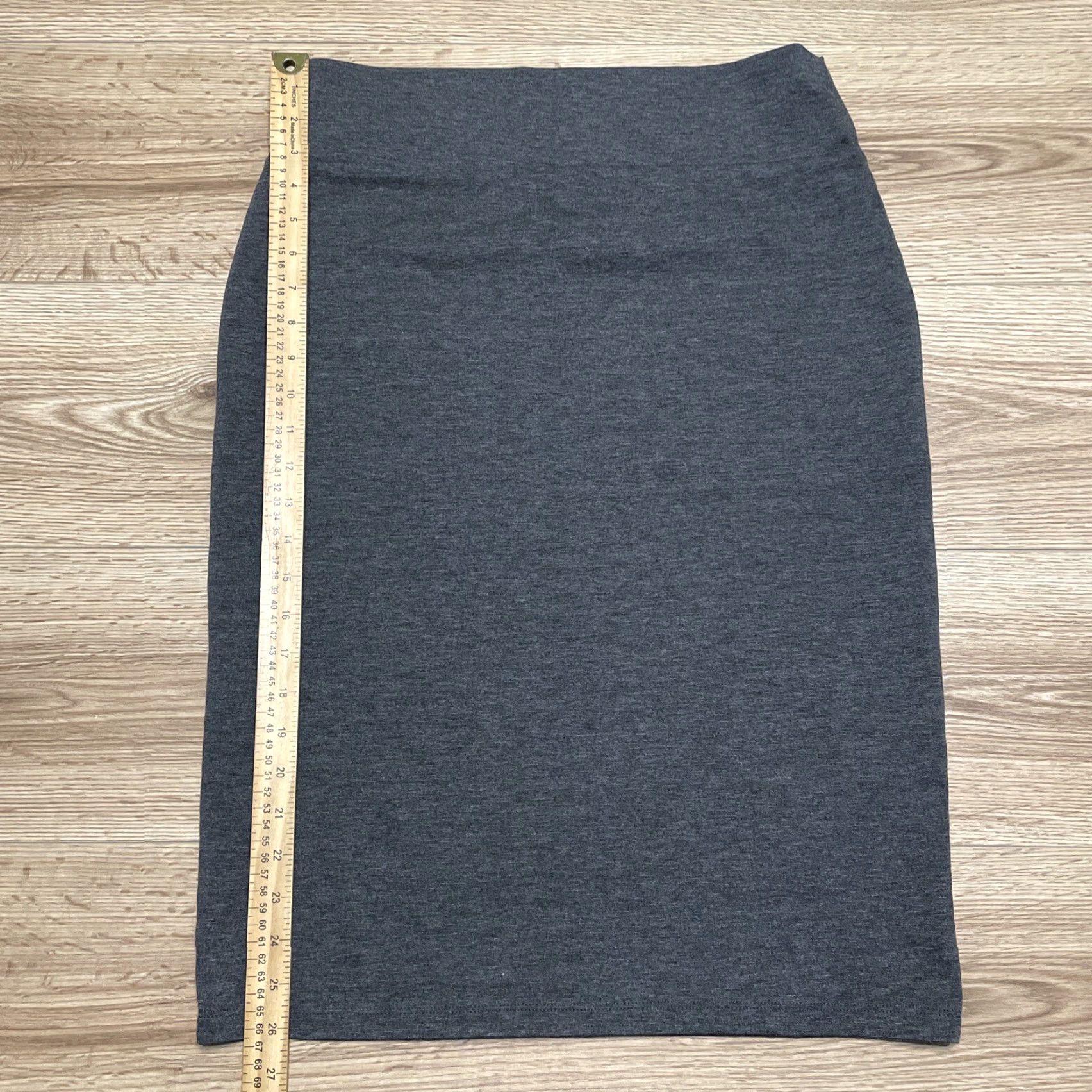 Vintage Liz and Sara Womens Skirt Knee Length Gray XL Regular Solid A-Line Size 40" / US 18 - 2 Thumbnail
