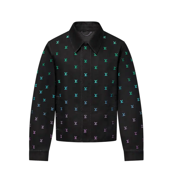 LV Blason Gradient Embroidered Denim Coach Jacket