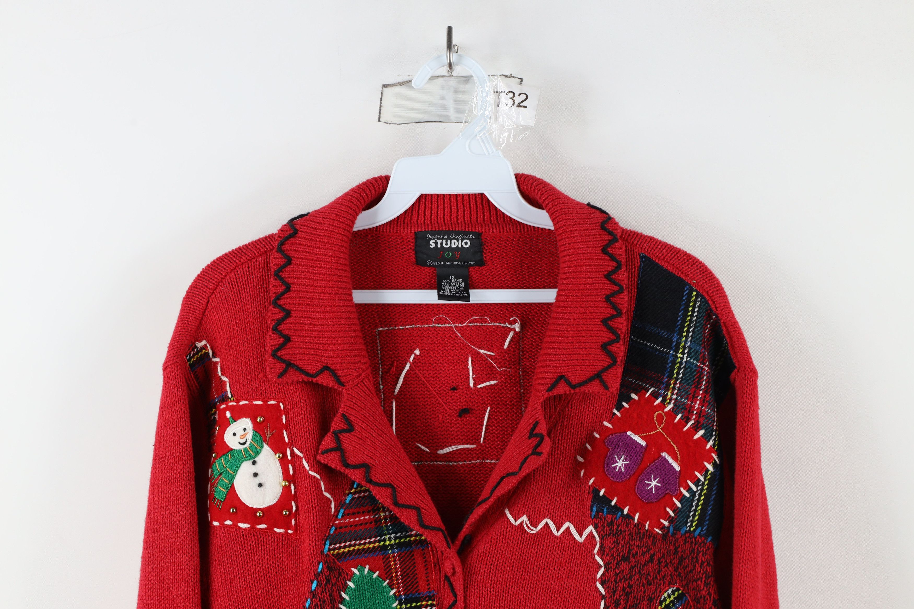 Vintage Vintage 90s Streetwear Snowman Patchwork Cardigan Sweater Size XL / US 12-14 / IT 48-50 - 2 Thumbnail