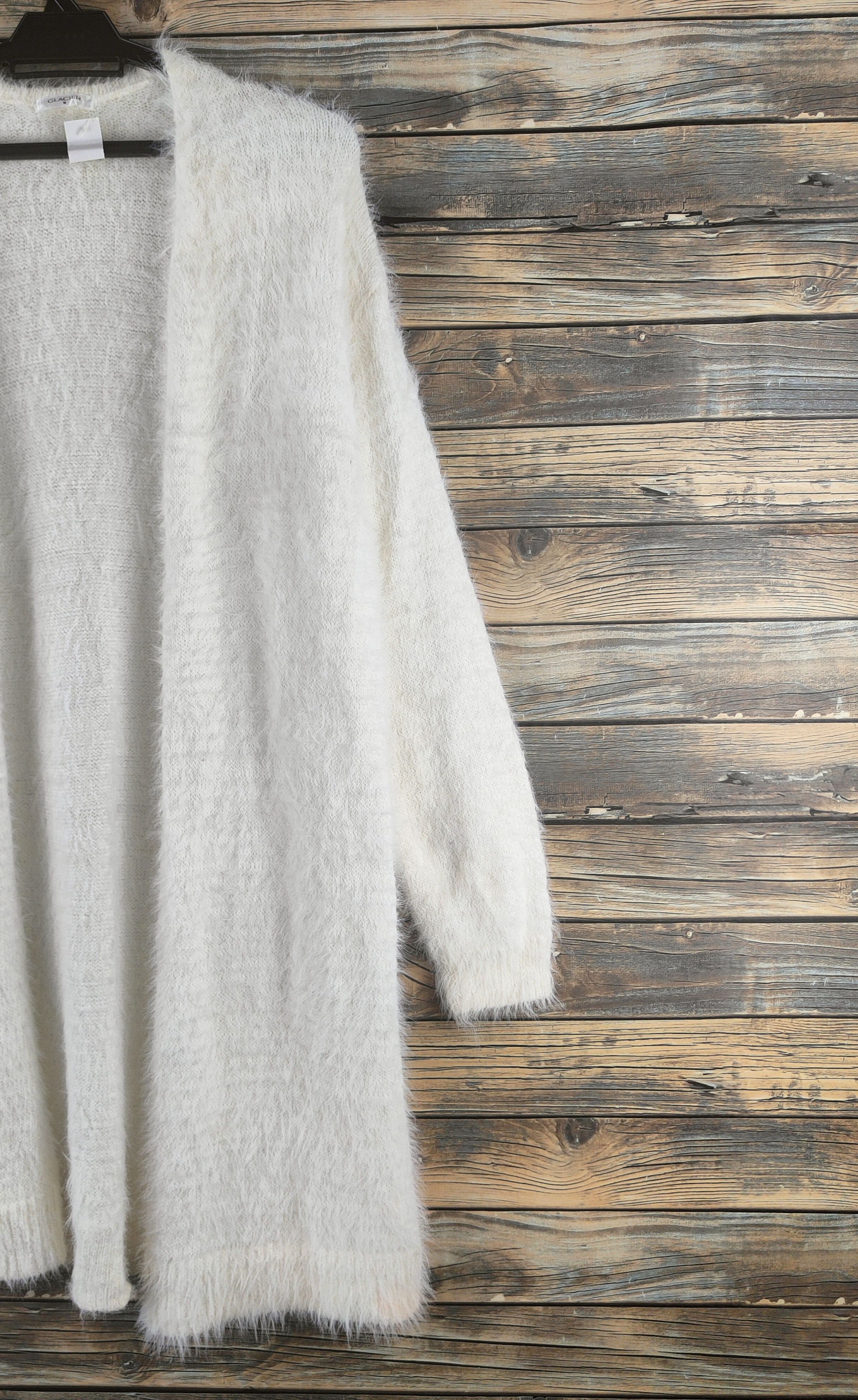 Japanese Brand DL Glacier Ivory Fur Mohair shaggy Knitwear Cardigan #46-911 Size M / US 6-8 / IT 42-44 - 4 Thumbnail