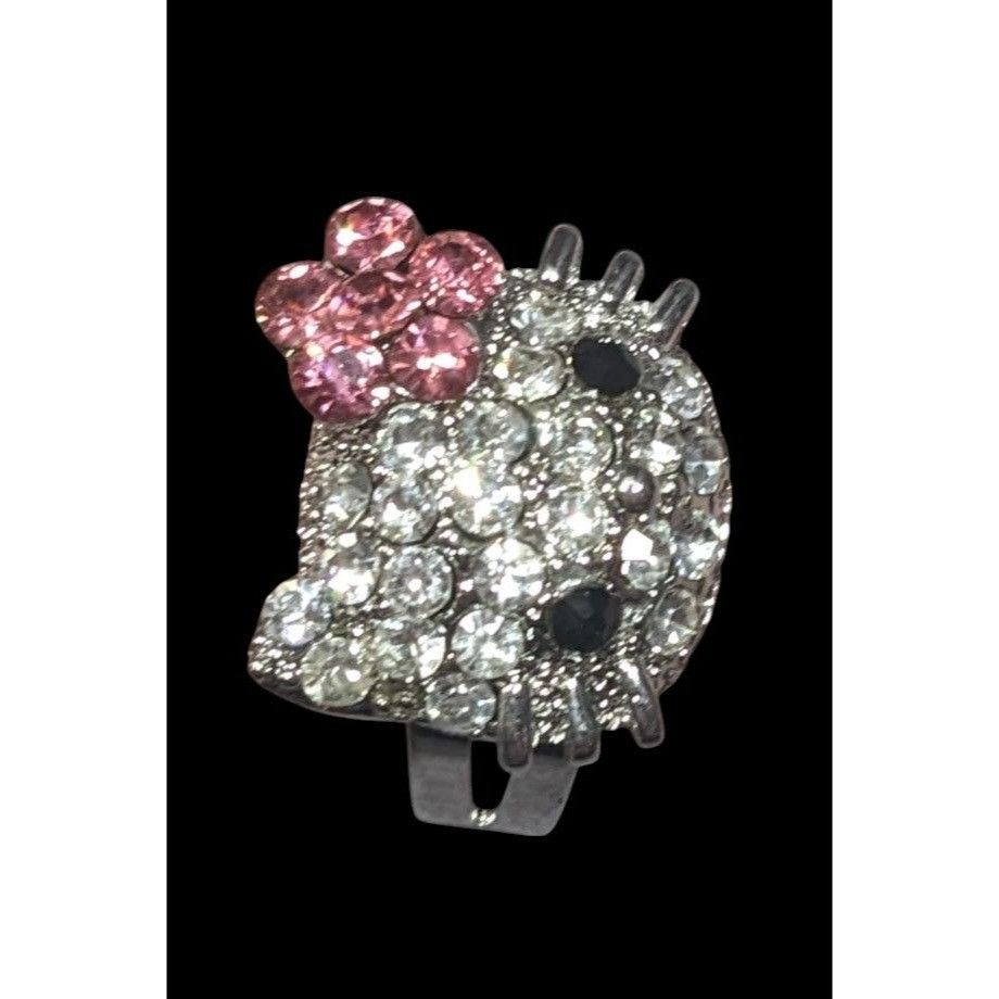 Other Coquette Glam Cute Kitten Rhinestone Adjustable Ring Size 8 Size ONE SIZE - 3 Thumbnail