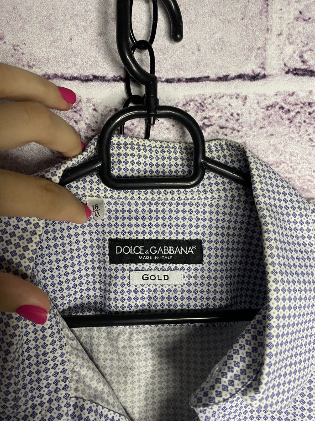 Dolce & Gabbana Mens Dolce & Gabbana Gold White/Blue Shirts Button Up Size US L / EU 52-54 / 3 - 2 Thumbnail