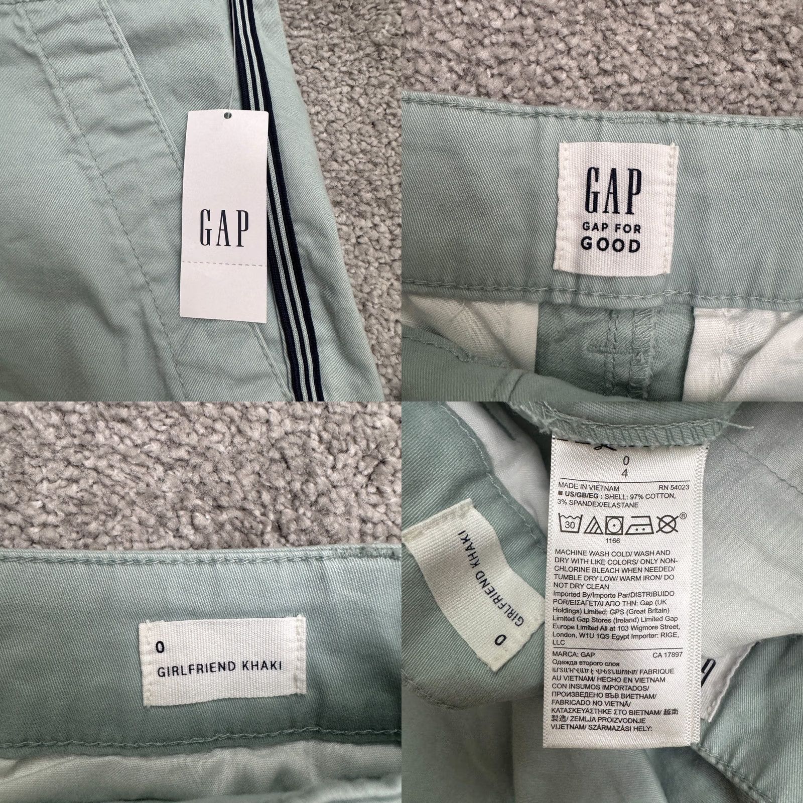 Gap Gap Factory Girlfriend Pants Womens 0 Mint Green Khaki Side Striped Ankle Raw Hem NWT Size 25" / US 0 / IT 36 - 8 Thumbnail