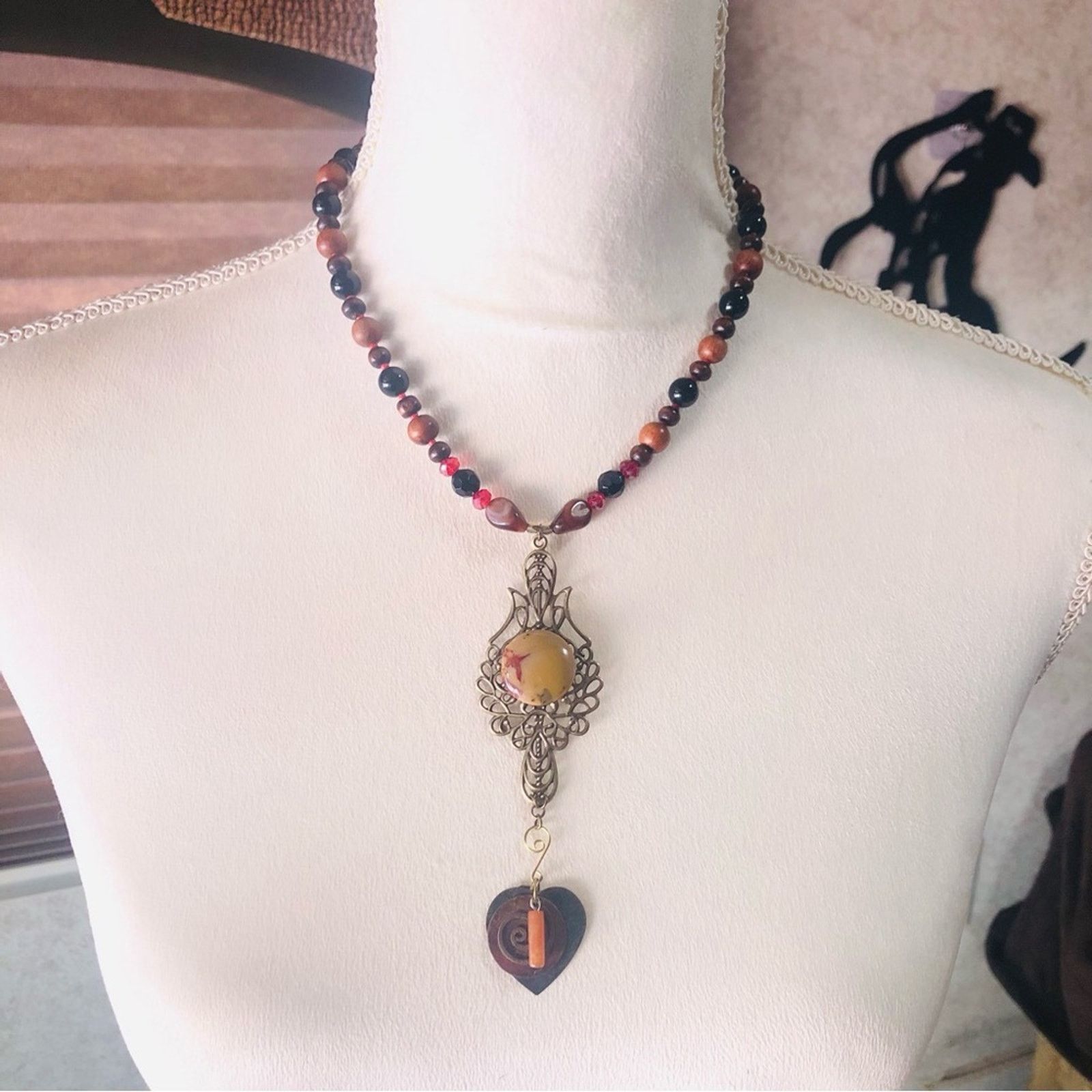 Handmade Handcrafted genuine stone mookaite black onyx necklace Size ONE SIZE - 2 Thumbnail