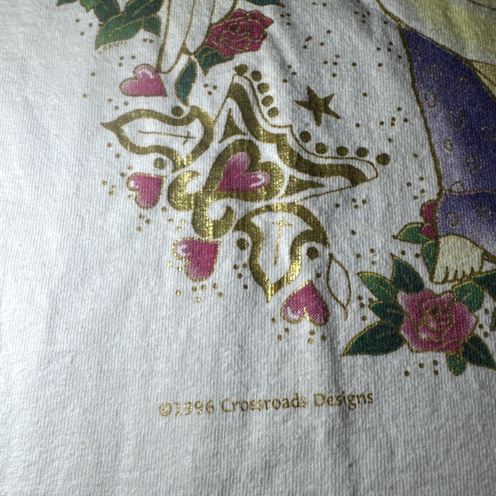 Delta VINTAGE 90s Fairy Princess Harp Violin Angels Flower White T-Shirt Adult Medium Size US M / EU 48-50 / 2 - 5 Thumbnail
