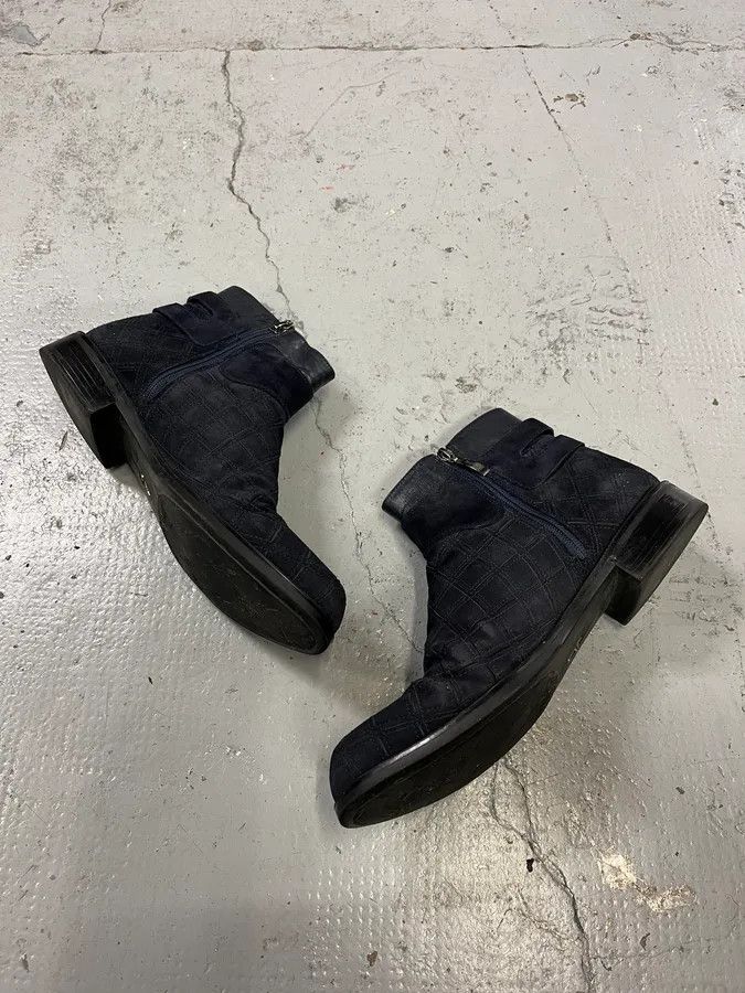 Vintage Cesare Paciotti Geometrical Buckle Navy Suede Leather Boots Size US 7.5 / EU 40-41 - 3 Thumbnail