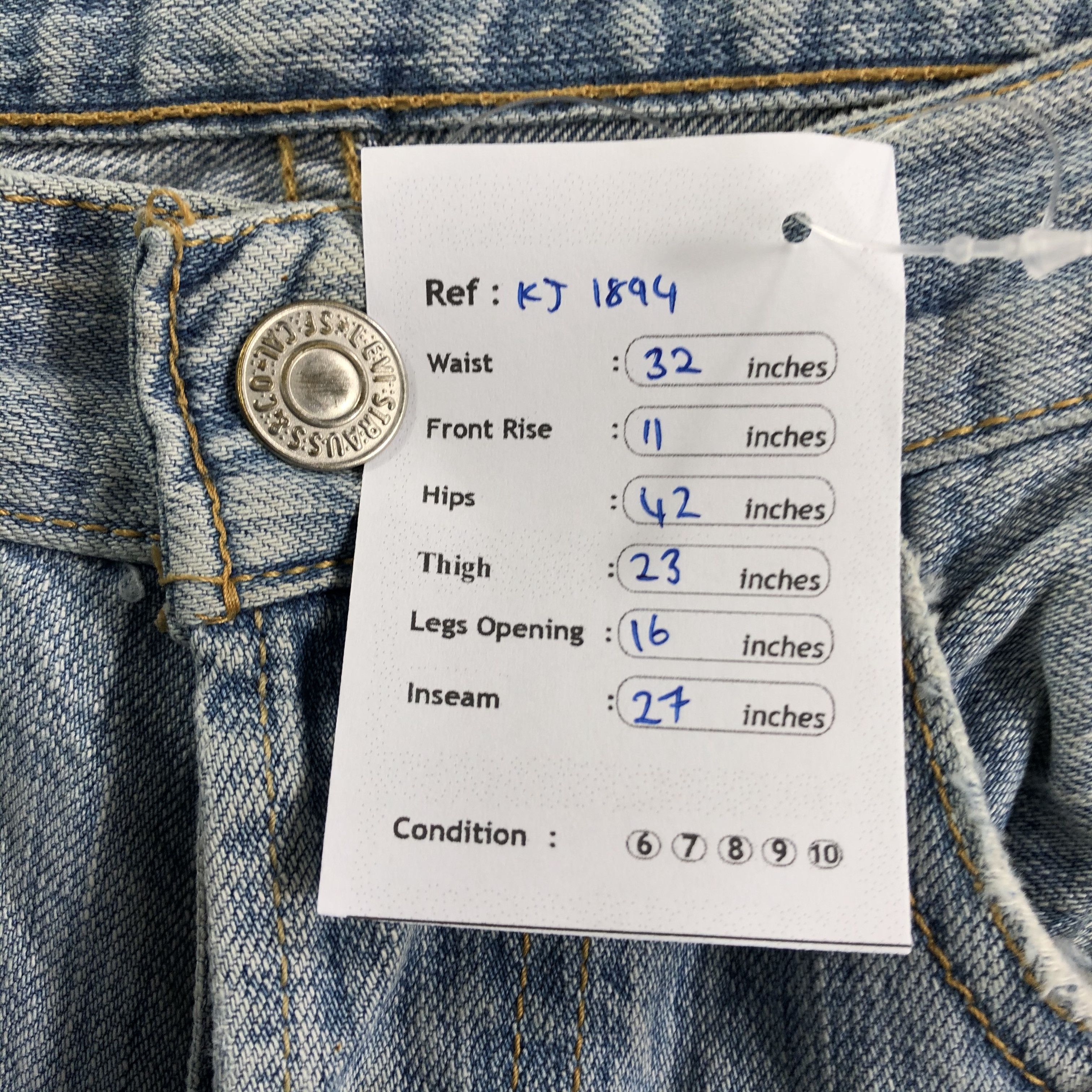 Levi's Vintage Levis 501 Jeans Medium Wash Denim KJ1894 Size US 31 - 11 Thumbnail