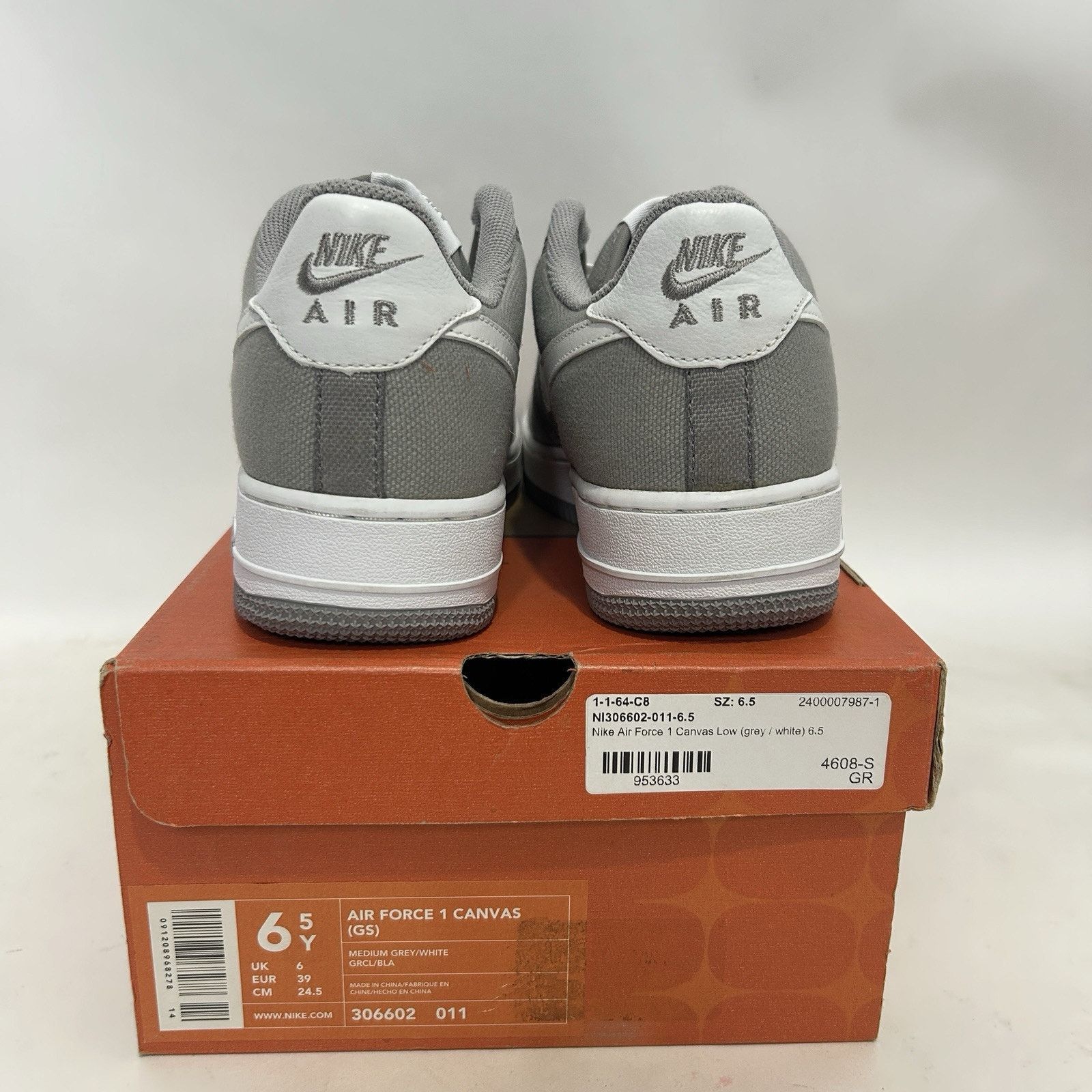 Nike Nike Air Force 1 GS Canvas “Medium Grey” Size US 8 / IT 38 - 4 Thumbnail