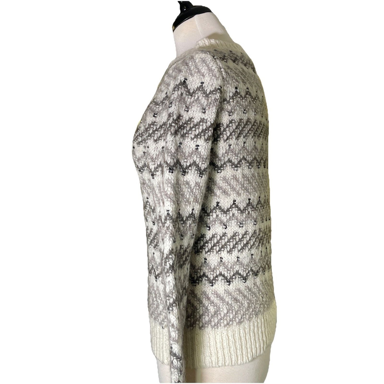 Loft LOFT Wool Alpaca Crew Pullover Women’s Med Cream Gray Size M / US 6-8 / IT 42-44 - 3 Thumbnail