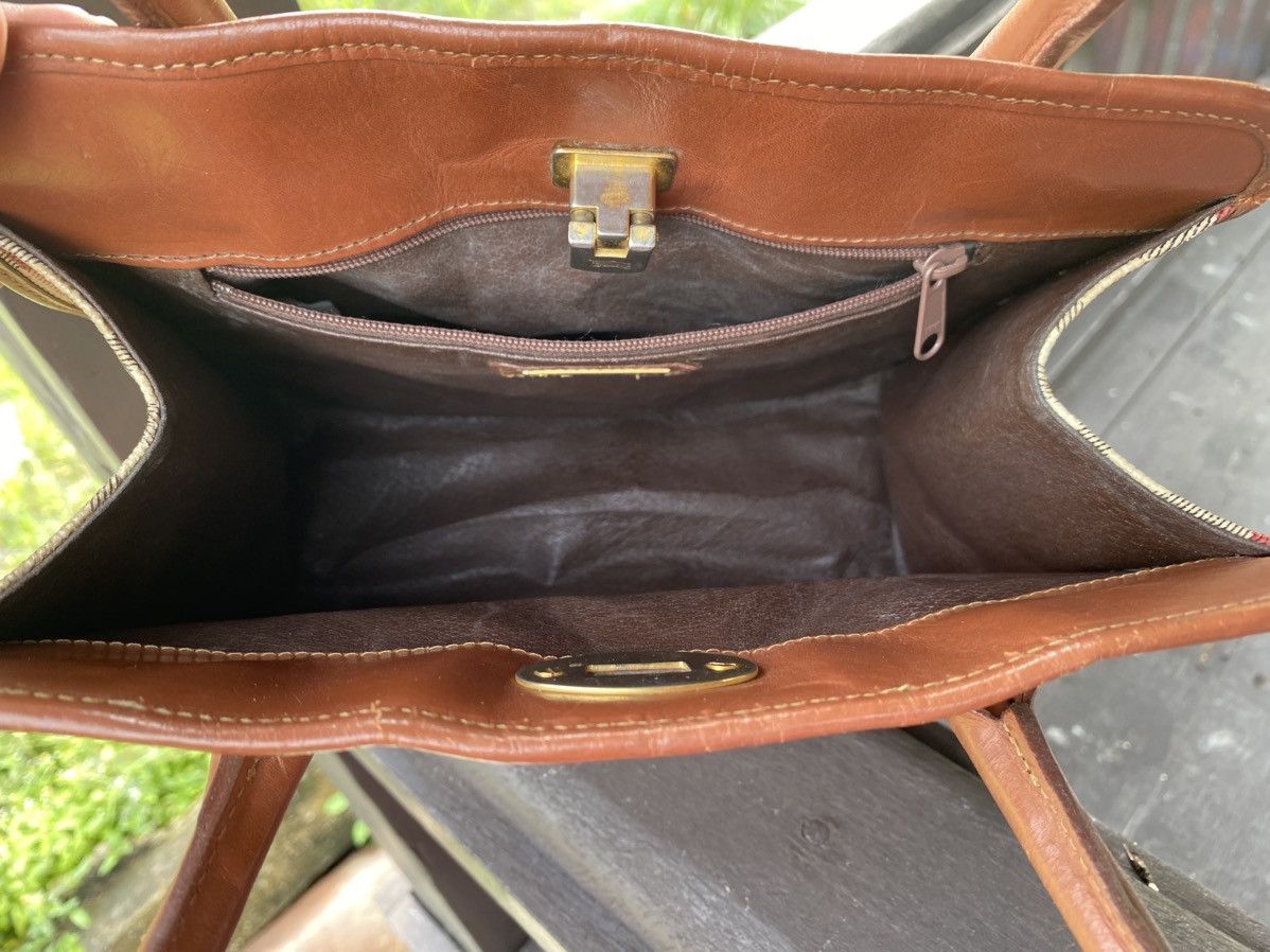 Burberry × Burberry Prorsum × Vintage 80s 90s VTG BURBERRYS NOVA CHECK LEATHER HAND BAG ITALY MADE Size ONE SIZE - 11 Thumbnail