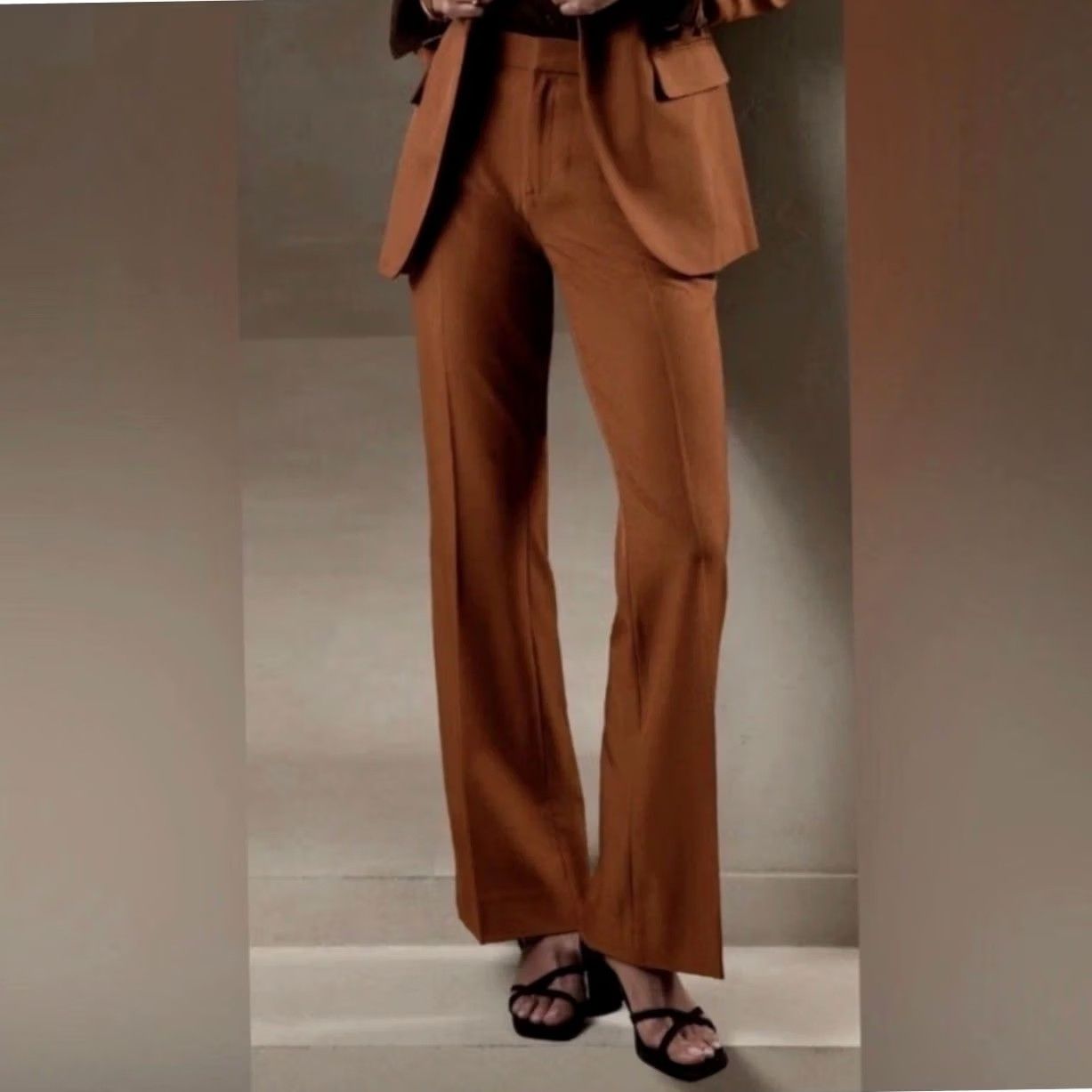 Banana Republic NWT Banana Republic Brown Sculpted Stretch Trousers Dress Pants Women 18 Straight Leg Inseam 27.5-32in Pockets Spandex Polyester Sloan Size 24" / US 00 / IT 34 - 2 Thumbnail
