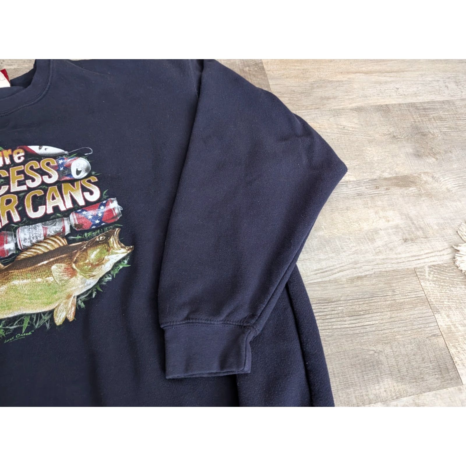 Vintage VINTAGE Lost Creek Outfitters Crew Sweatshirt Mens XL Blue Graphic Print Fisherman Beer Can 90s Y2K Fishing Size US XL / EU 56 / 4 - 3 Thumbnail