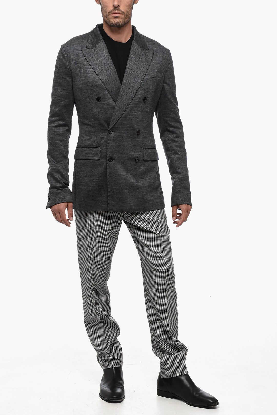 Dolce & Gabbana og1mm0825 Wool Blend Double Breasted Blazer in Grey Size US M / EU 48-50 / 2 - 4 Thumbnail