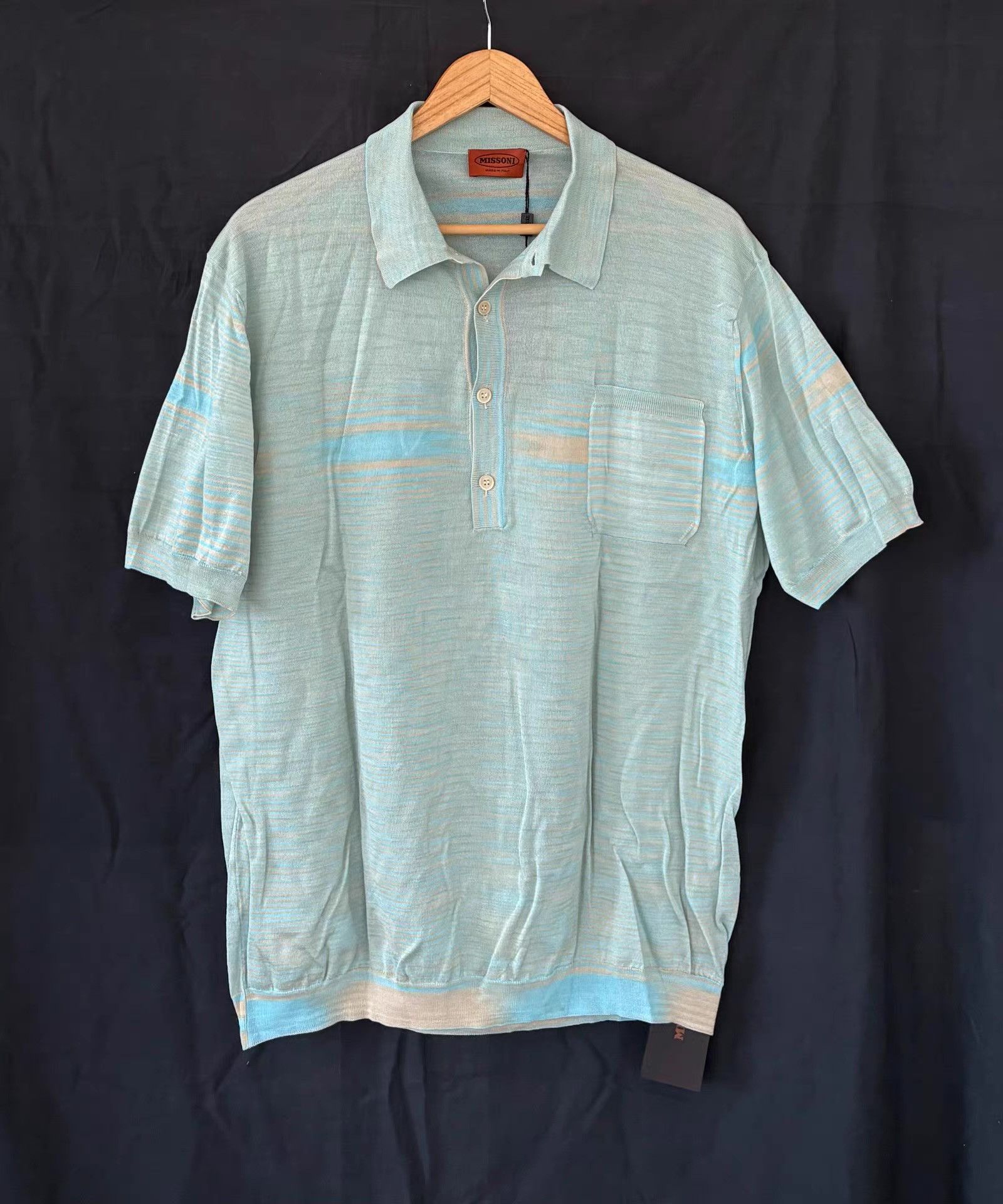 Missoni Missoni Men's Wavy Stripe Polo Shirt Ｑ21 Size US L / EU 52-54 / 3 - 1 Thumbnail