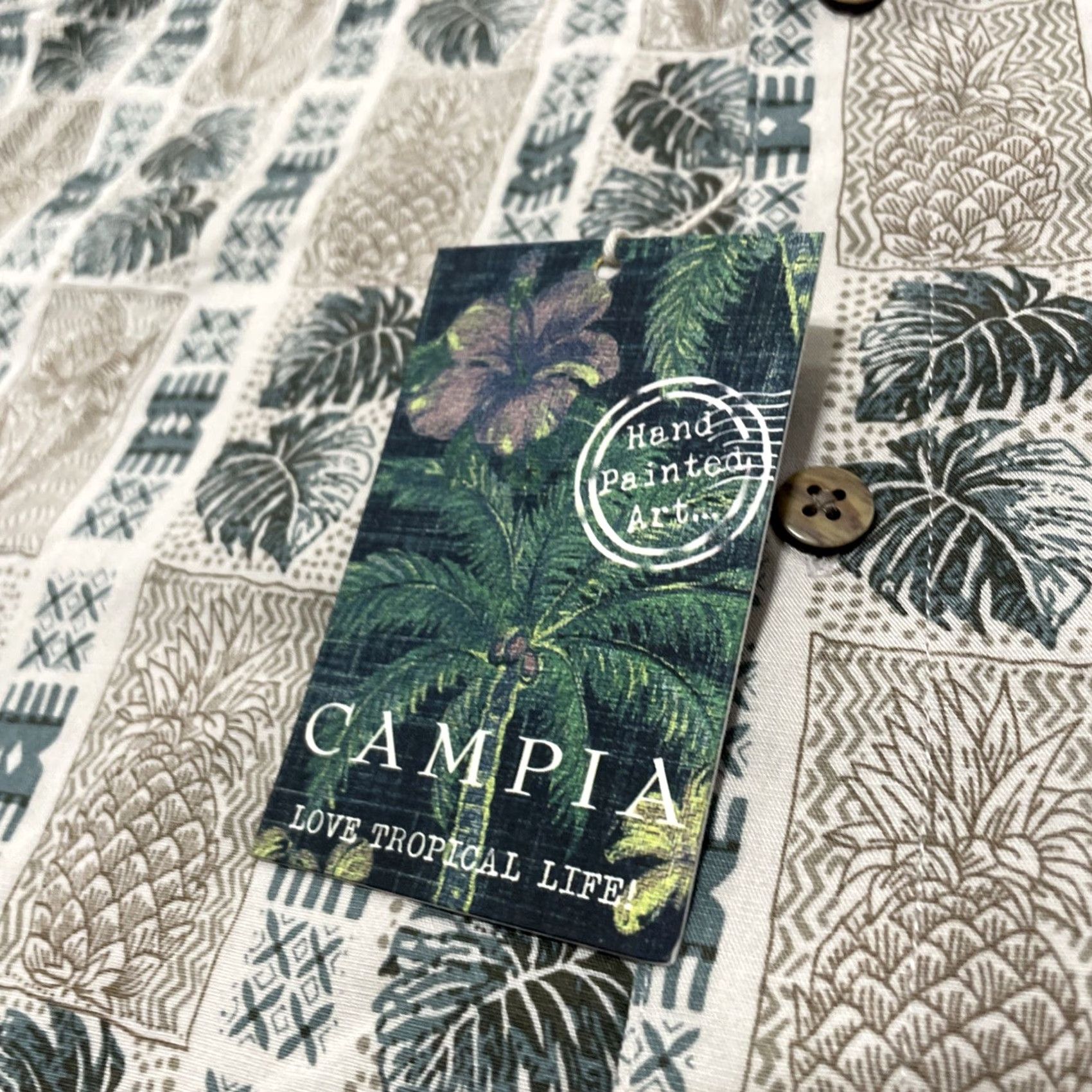 Vintage Campia Moda Hawaiian Shirt Men 2XL Green Tan Patchwork Tropical Art XXL NEW Size US XXL / EU 58 / 5 - 6 Thumbnail
