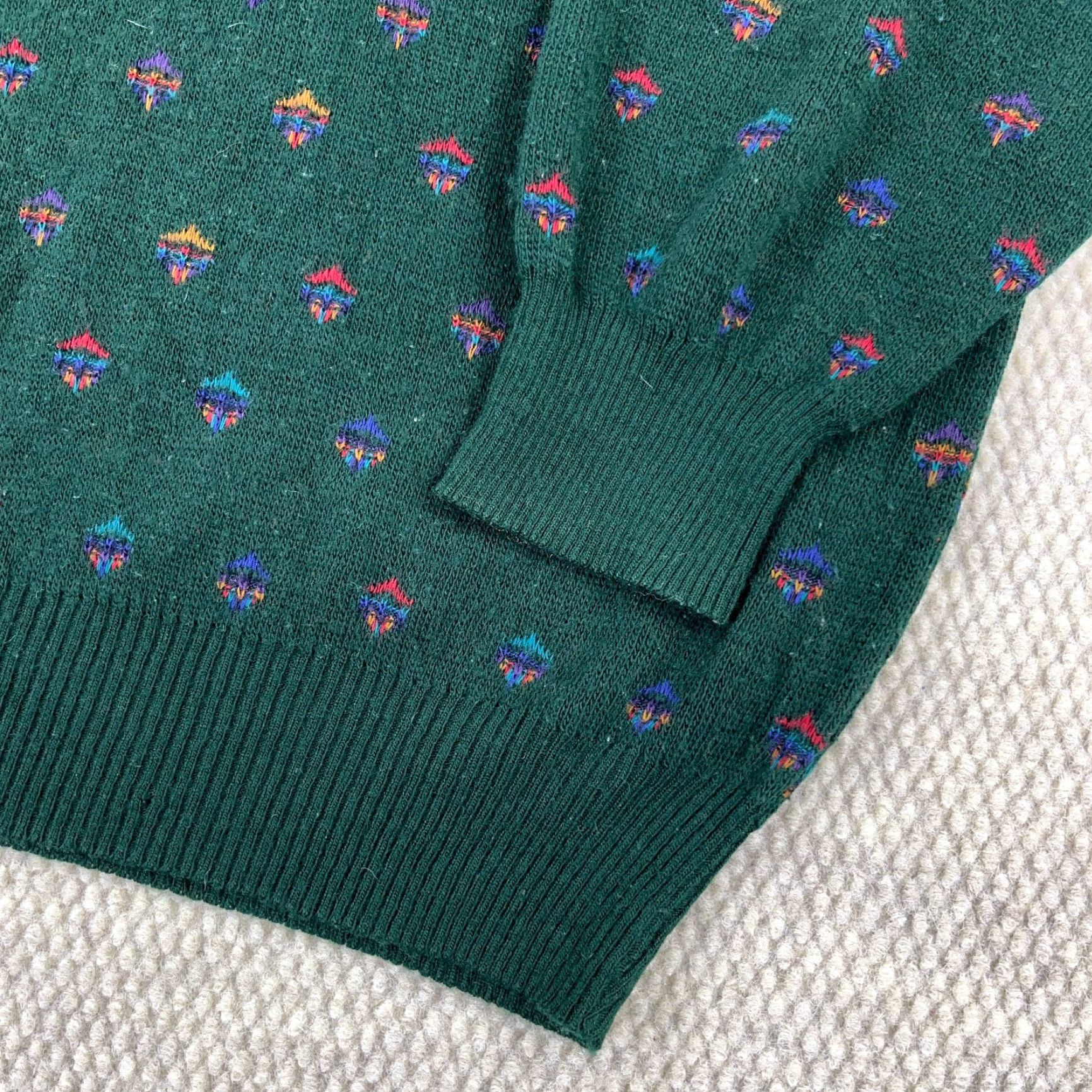 Vintage Brian MacNeil Sweater Men 2XLT Green Spotted V Neck Wool Blend Made In Italy Size US XXL / EU 58 / 5 - 4 Thumbnail