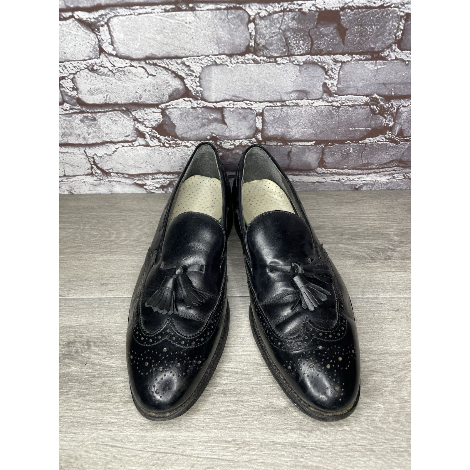 JOHN LAWRENCE SULLIVAN O'Sullivan Black Leather Wingtip VTG Loafers Dress Shoes Men Size US 12 / EU 45 - 3 Thumbnail