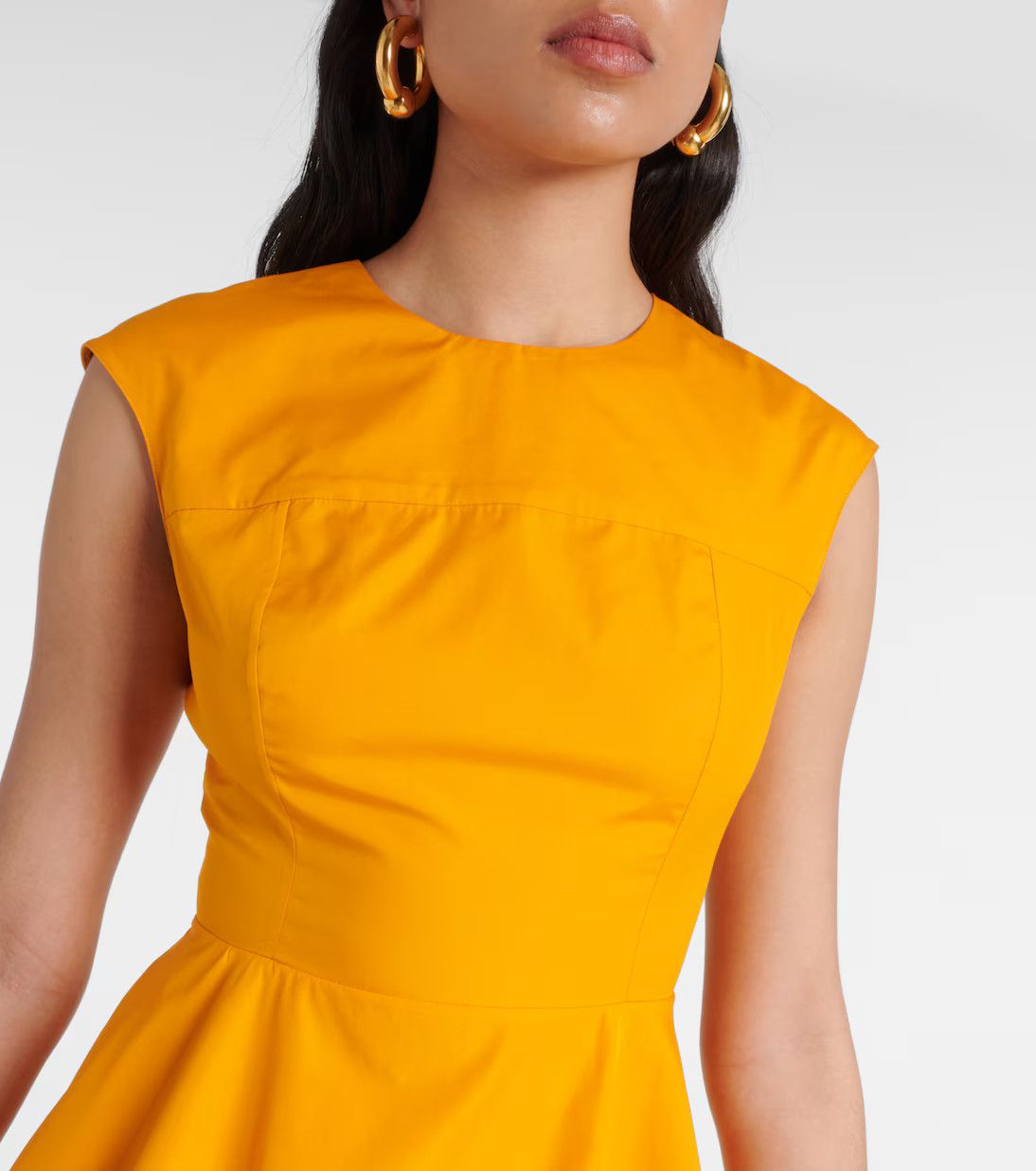 Marni o1w1db10125 Pleated Cotton Midi Dress in Light Orange Size M / US 6-8 / IT 42-44 - 4 Thumbnail