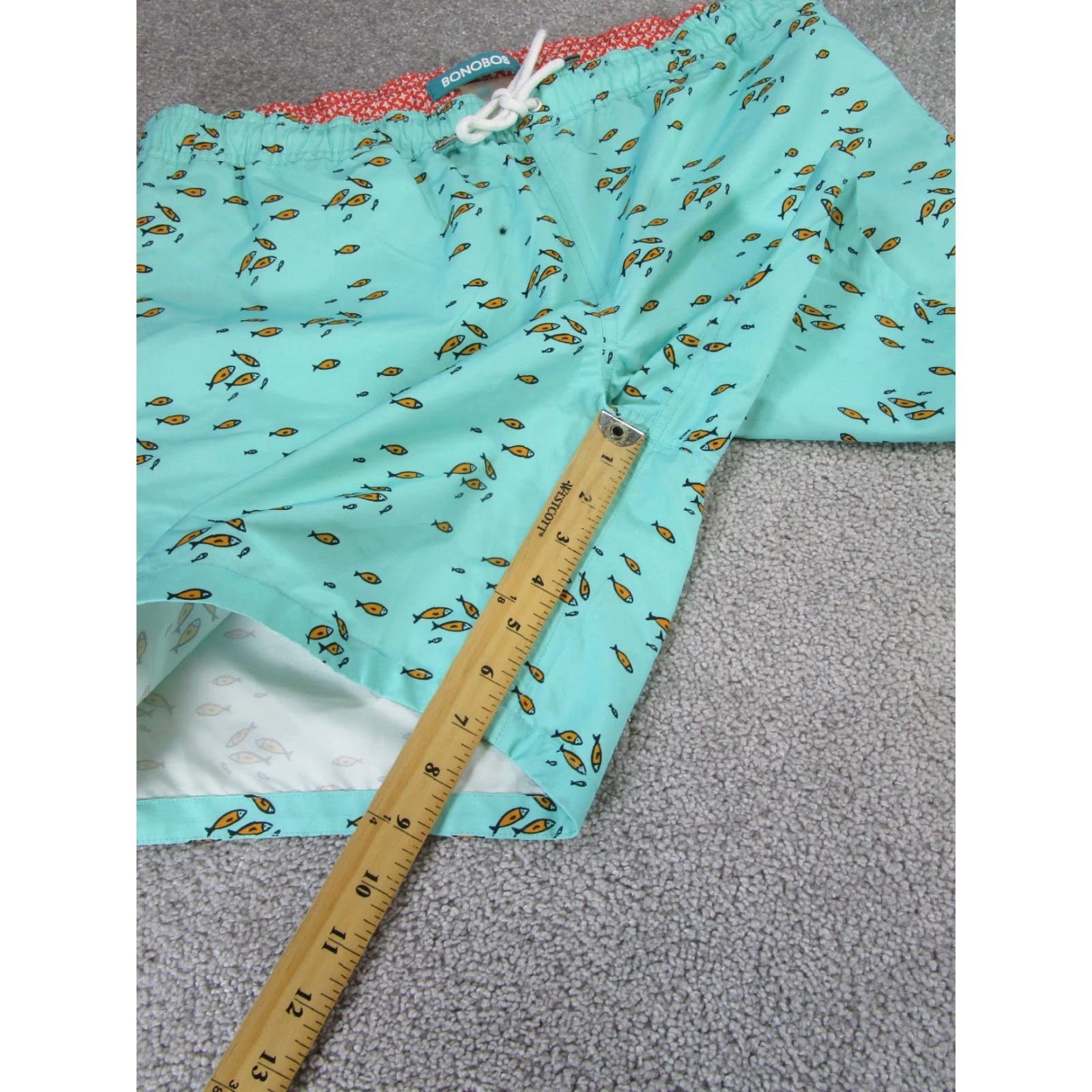 Bonobos Bonobos Board Shorts Mens Large Turquoise Blue Green Fish 7" Size US 33 - 2 Thumbnail