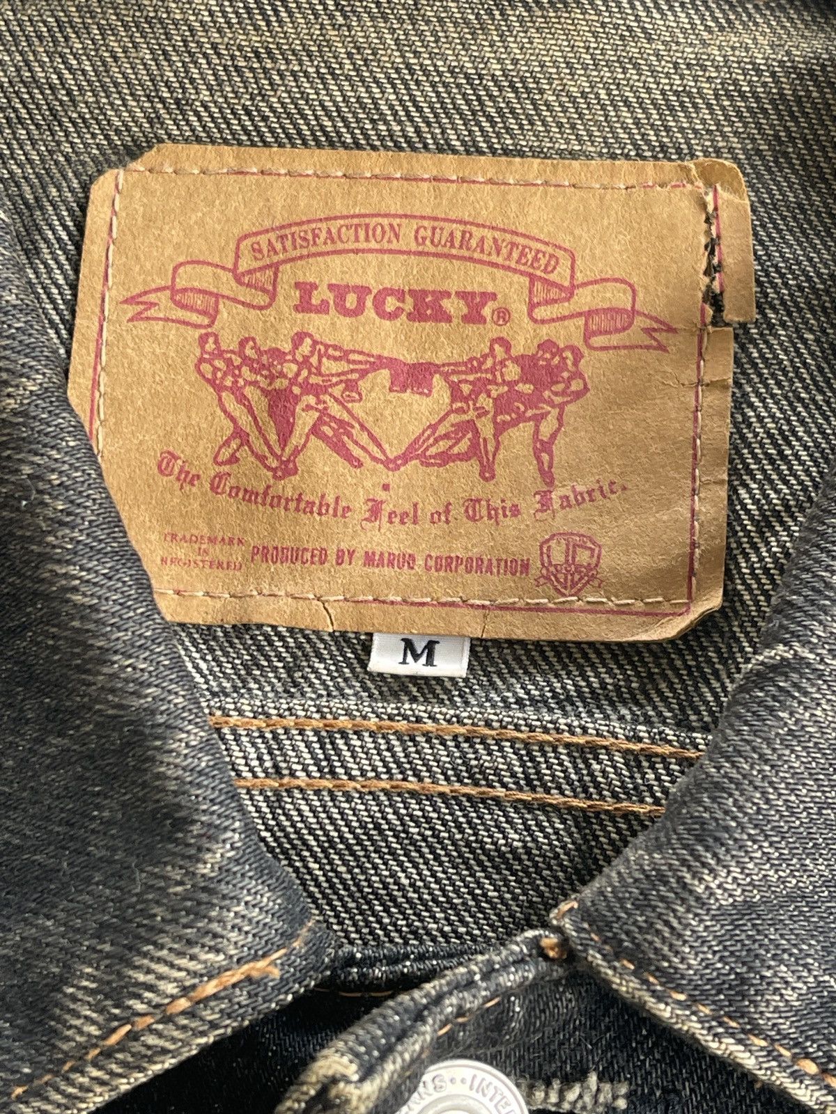 Japanese Brand Lucky Dark Dust Denim Trucker Baggy Jacket Size US M / EU 48-50 / 2 - 9 Thumbnail