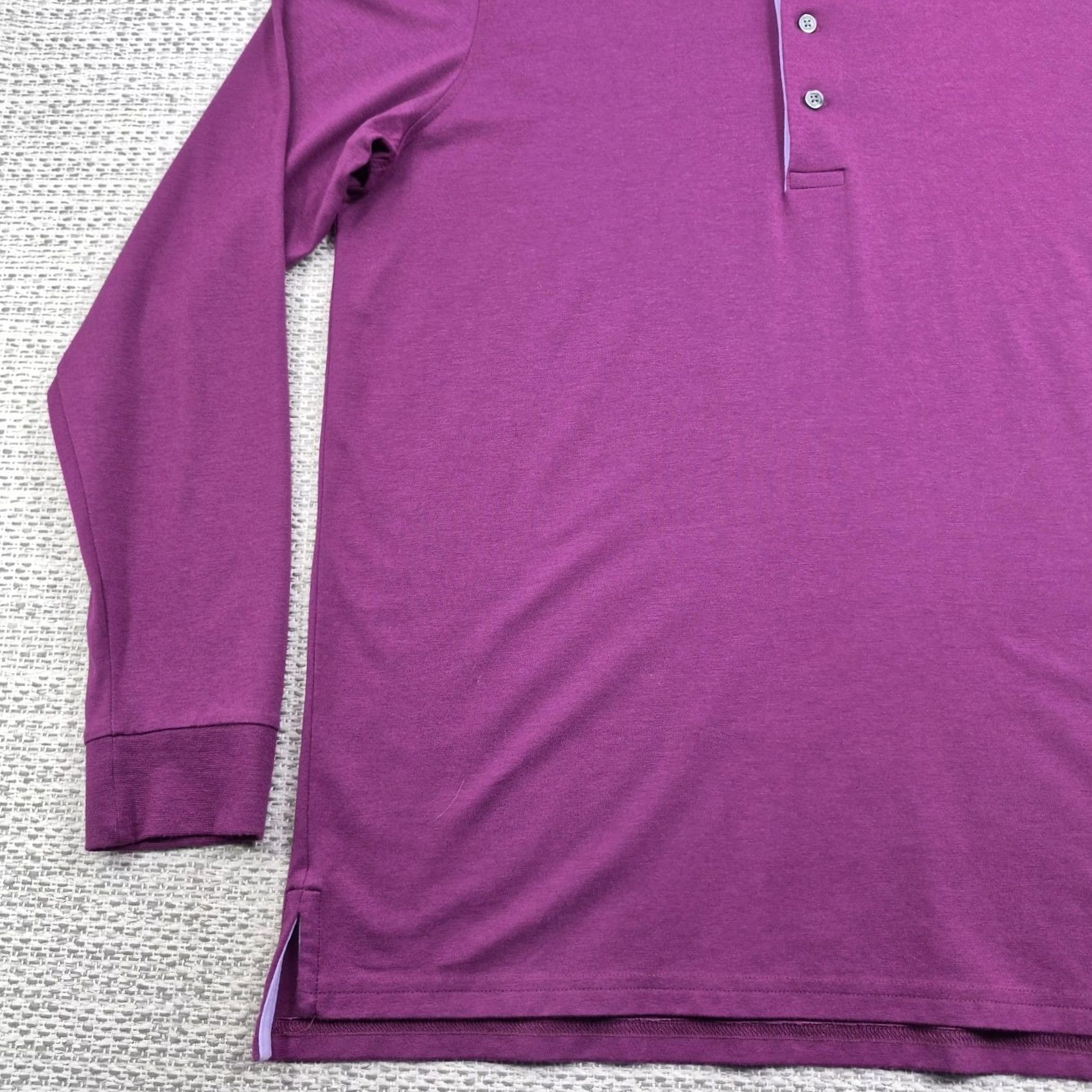 Vintage Greyson Polo Golf Shirt Mens Large Purple Pima Cotton Stretch Knit Long Sleeve Size US L / EU 52-54 / 3 - 3 Thumbnail