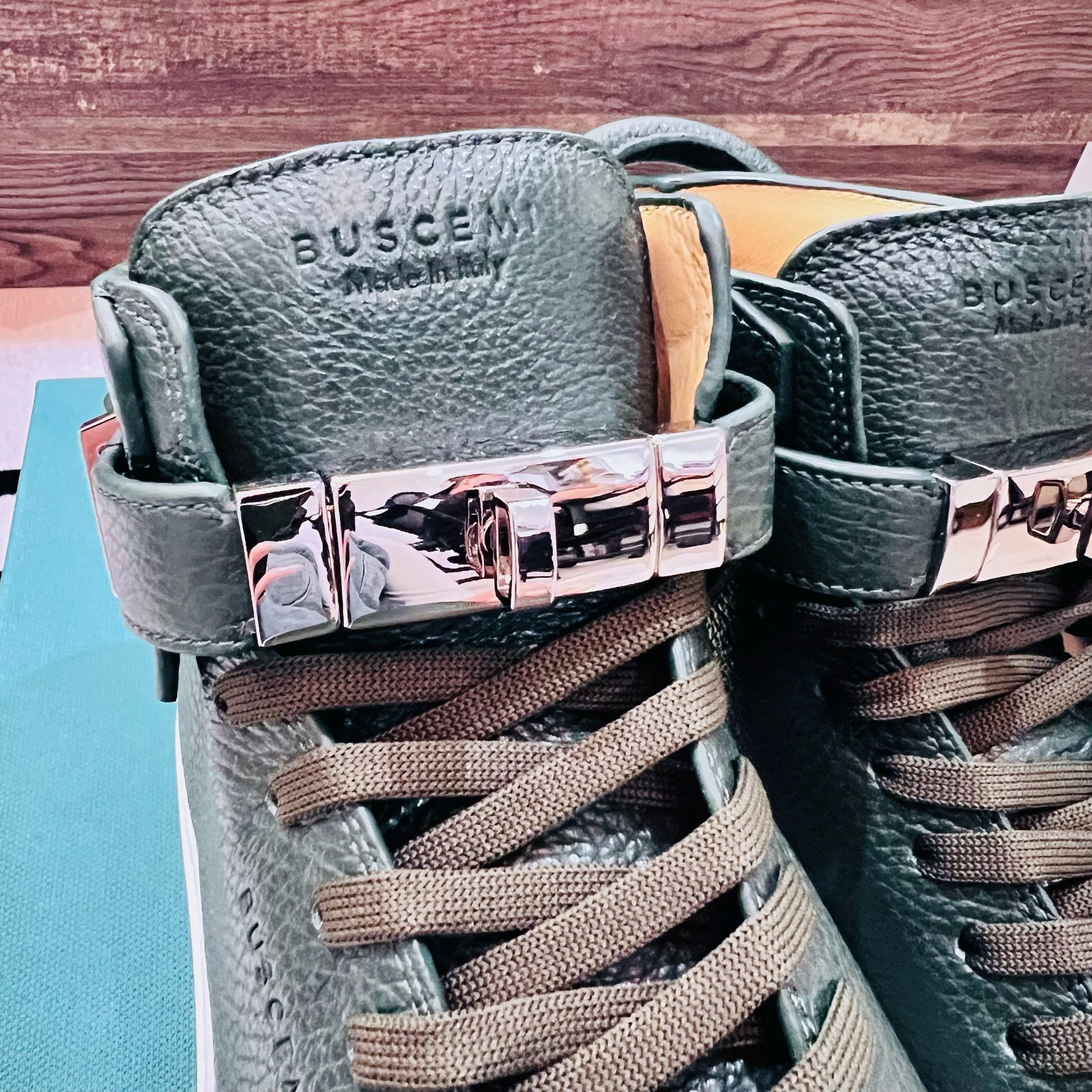 Buscemi Buscemi Padlock Clip Strap Leather Sneakers - Dark Military Size US 9 / EU 42 - 5 Thumbnail