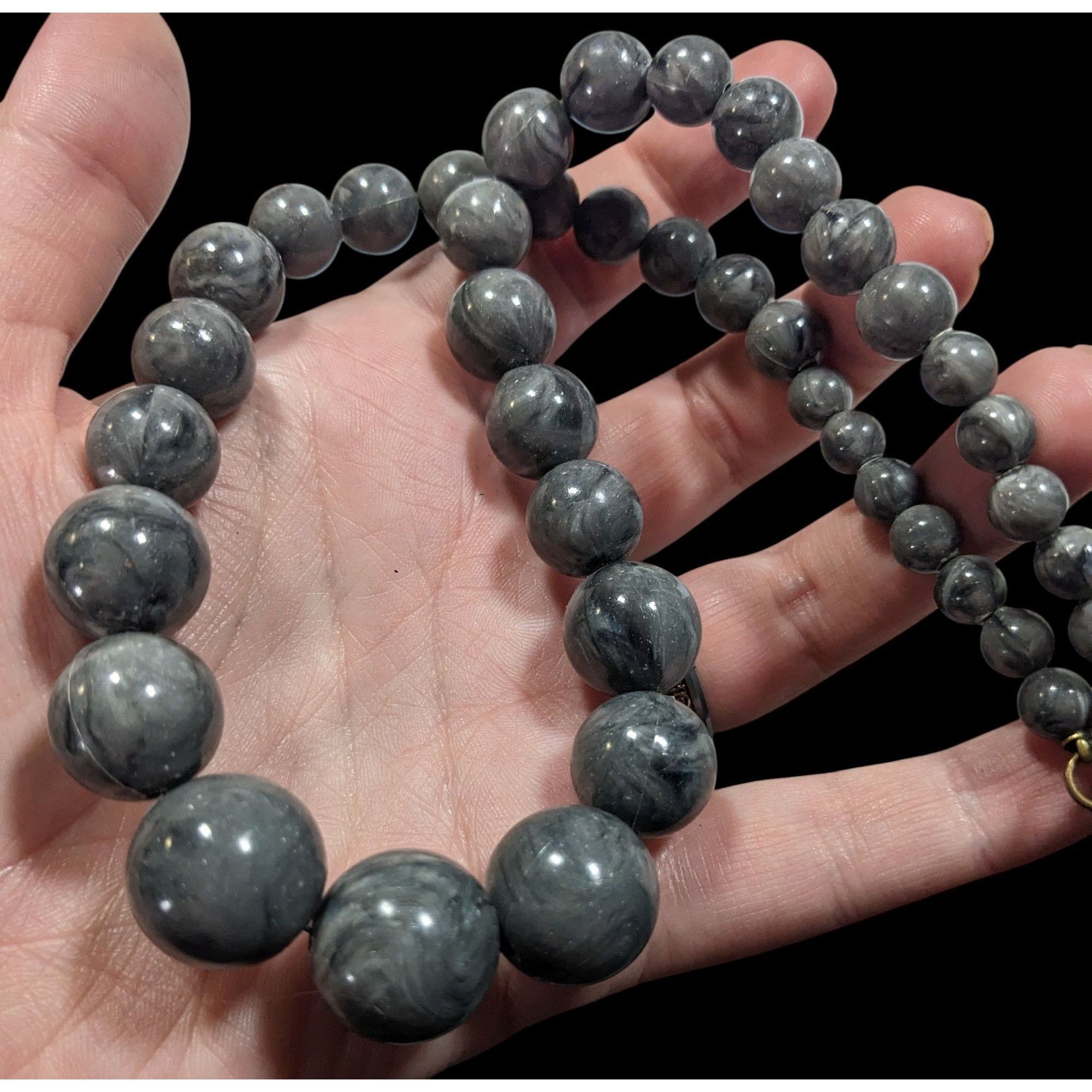 Other Causal Marbled Grey Graduated Plastic Bead Necklace Size ONE SIZE - 3 Thumbnail