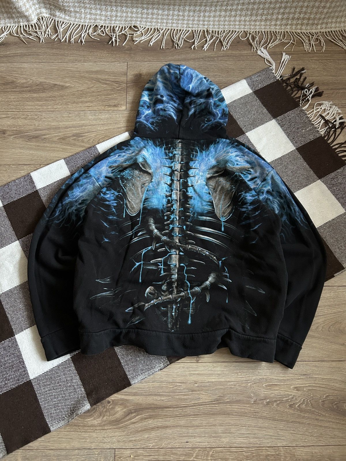 Vintage Vintage Spiral Y2k Full print skeleton mma style hoodies Size US XL / EU 56 / 4 - 2 Thumbnail